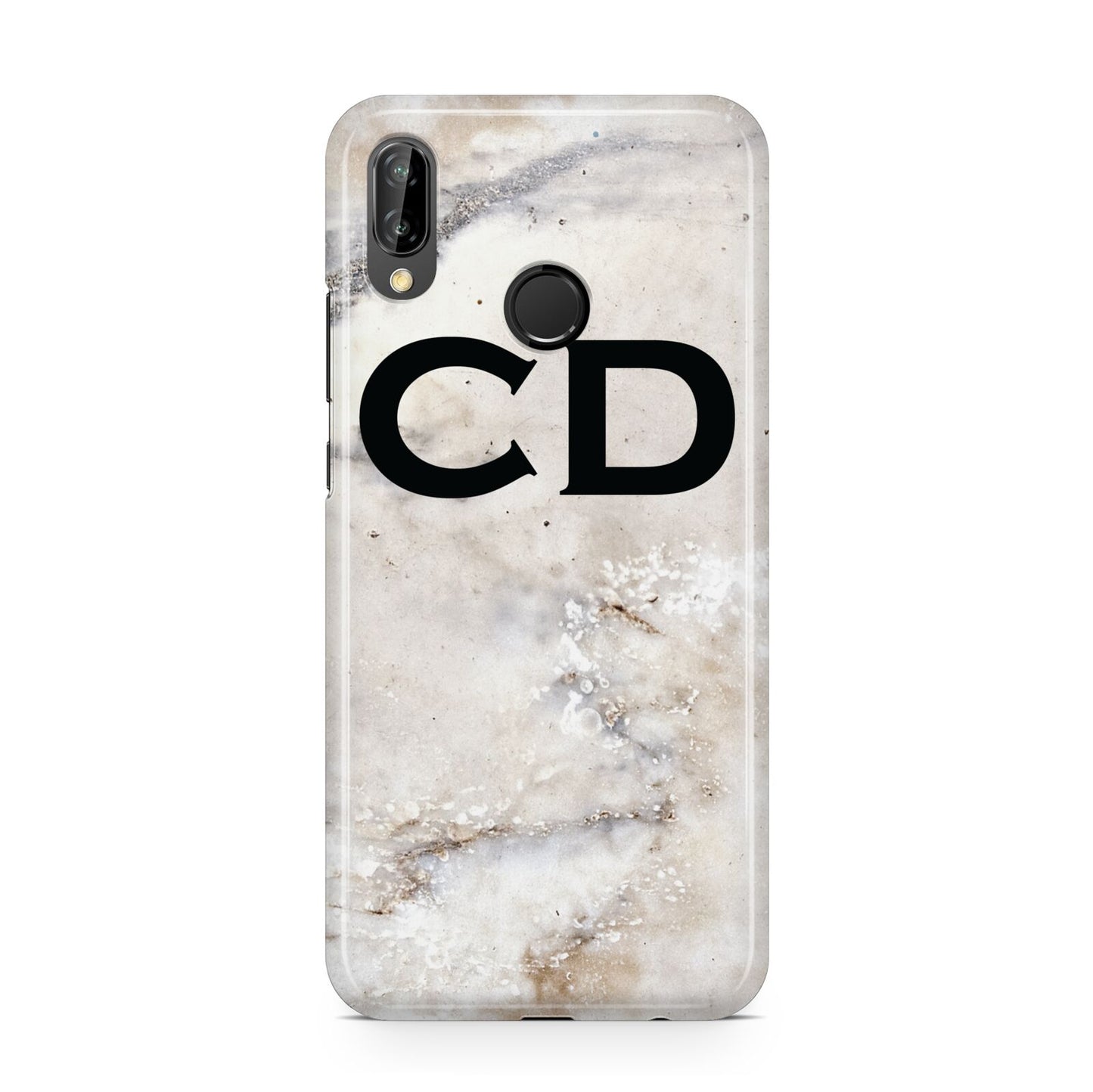Black Initials Yellow Marble Huawei P20 Lite Phone Case