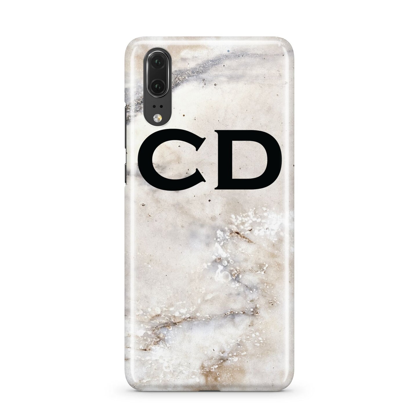 Black Initials Yellow Marble Huawei P20 Phone Case