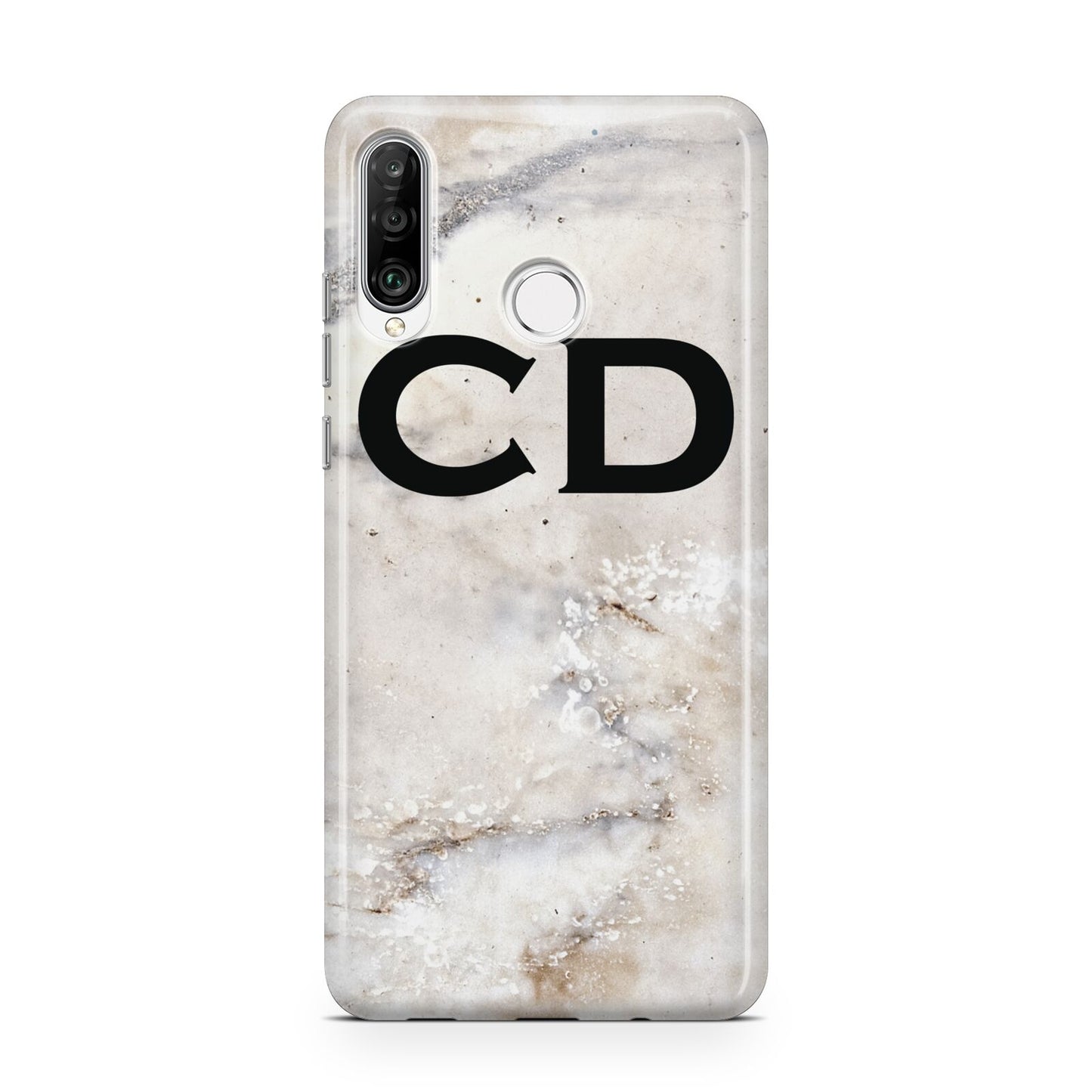 Black Initials Yellow Marble Huawei P30 Lite Phone Case