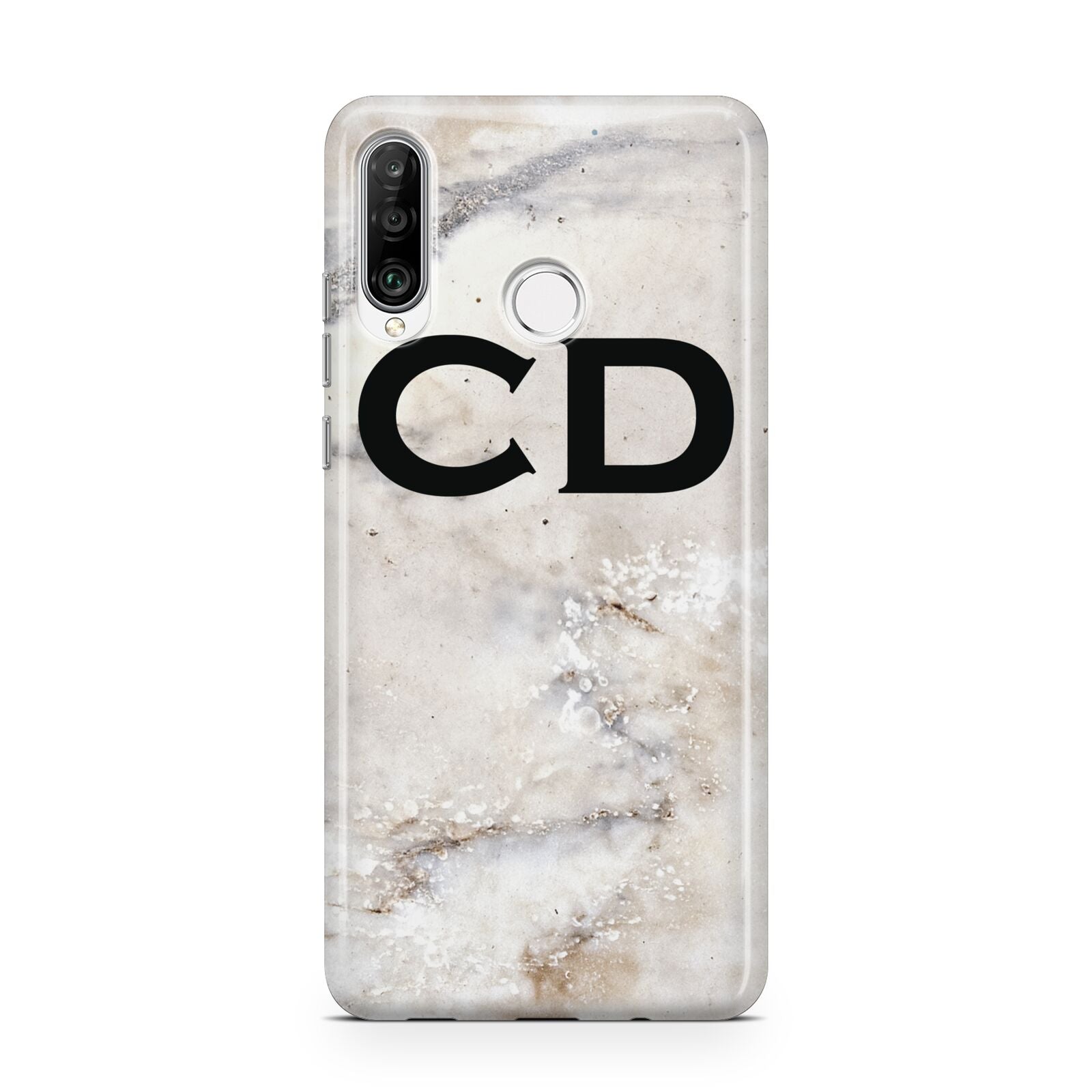 Black Initials Yellow Marble Huawei P30 Lite Phone Case