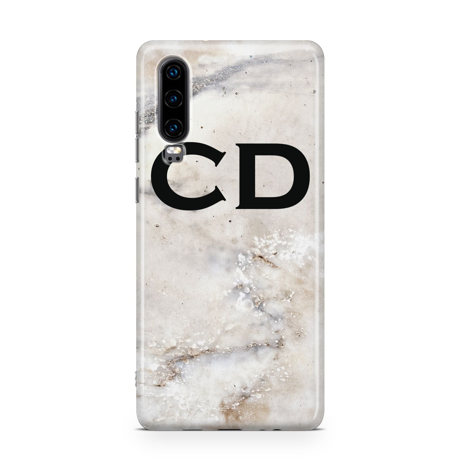 Black Initials Yellow Marble Huawei P30 Phone Case