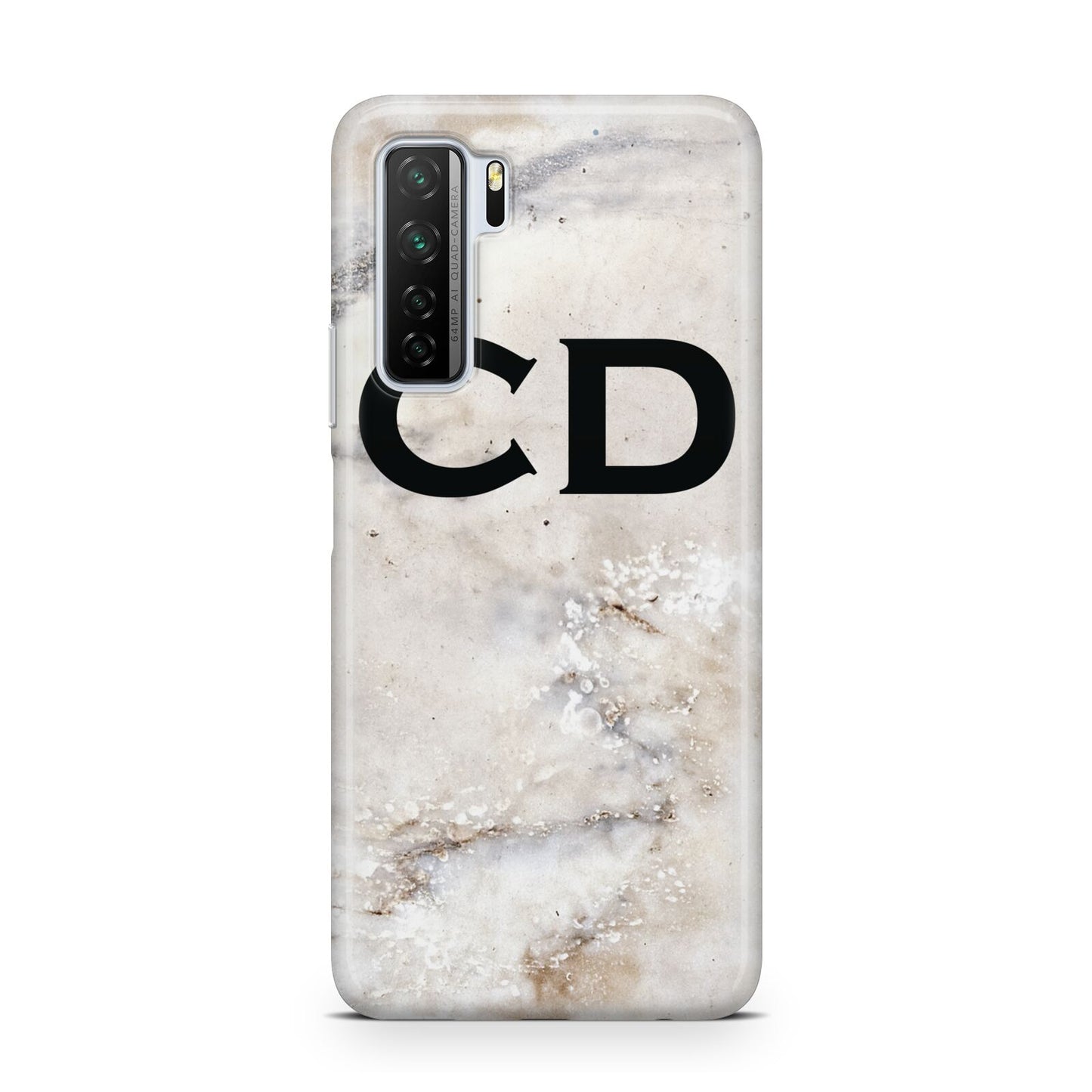 Black Initials Yellow Marble Huawei P40 Lite 5G Phone Case