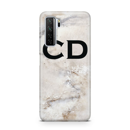Black Initials Yellow Marble Huawei P40 Lite 5G Phone Case