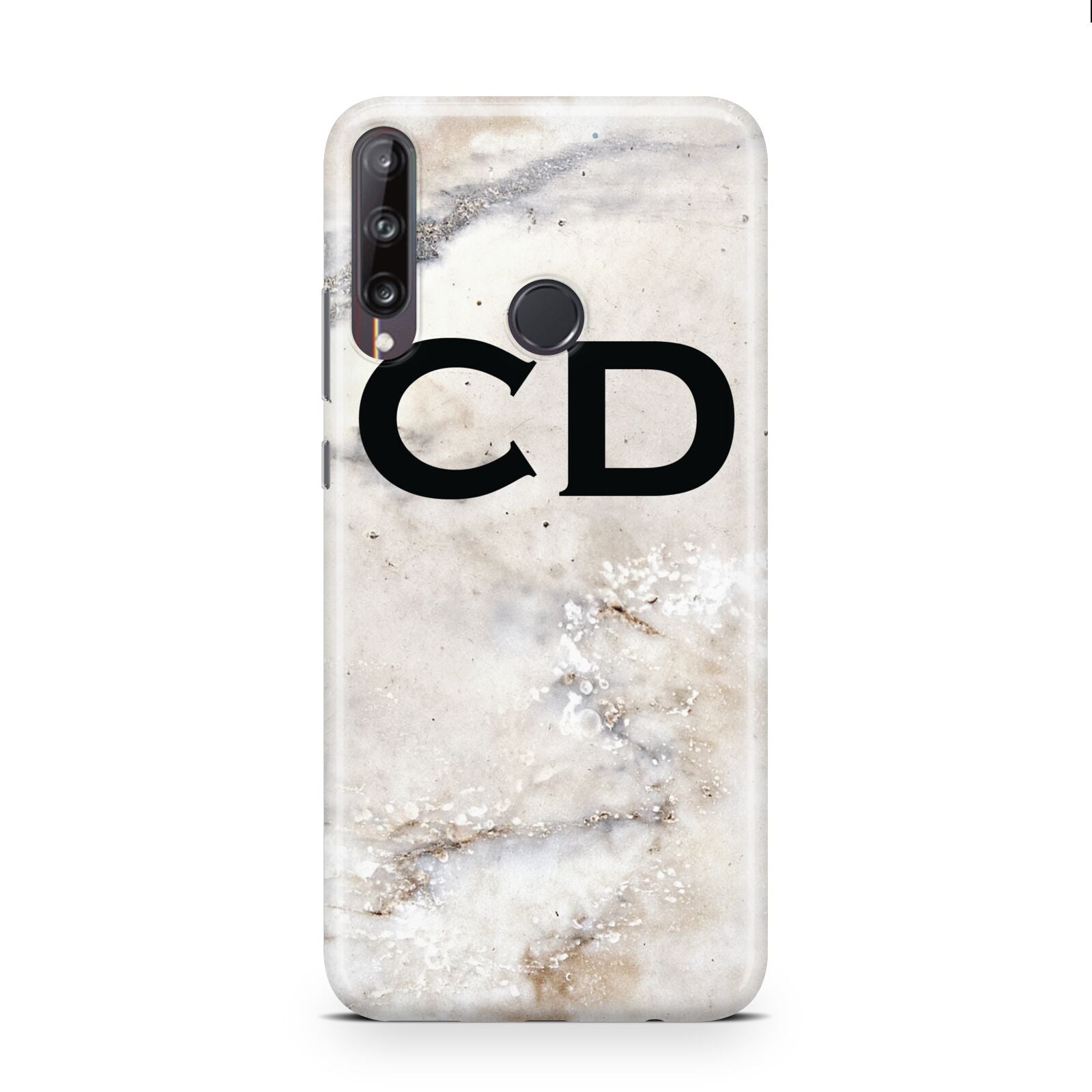 Black Initials Yellow Marble Huawei P40 Lite E Phone Case