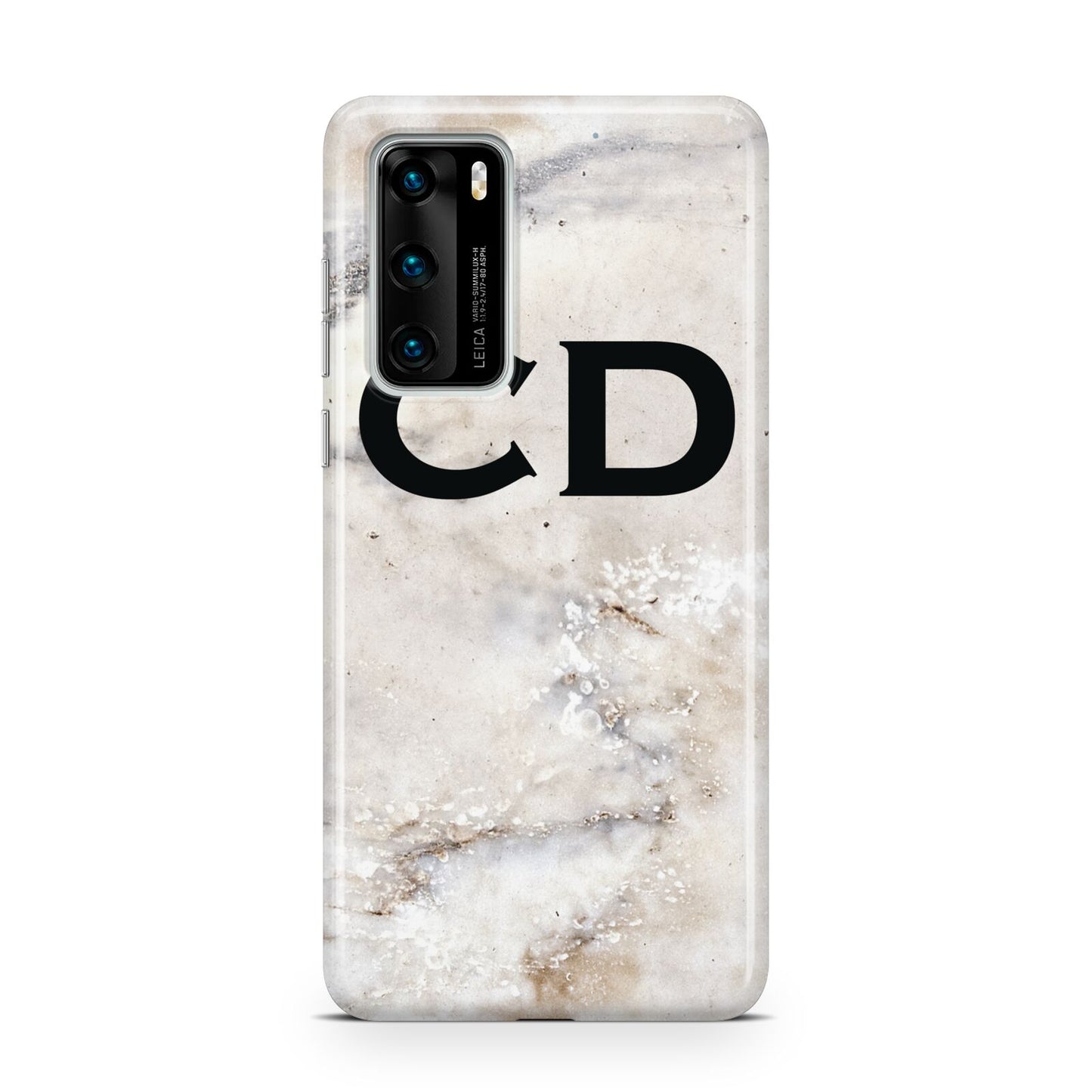 Black Initials Yellow Marble Huawei P40 Phone Case