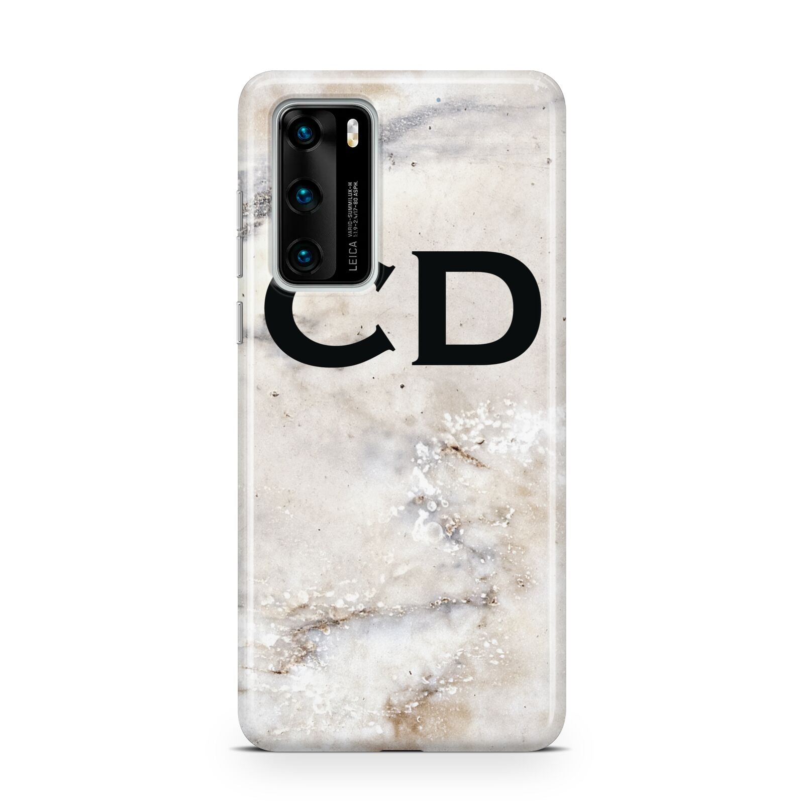 Black Initials Yellow Marble Huawei P40 Phone Case