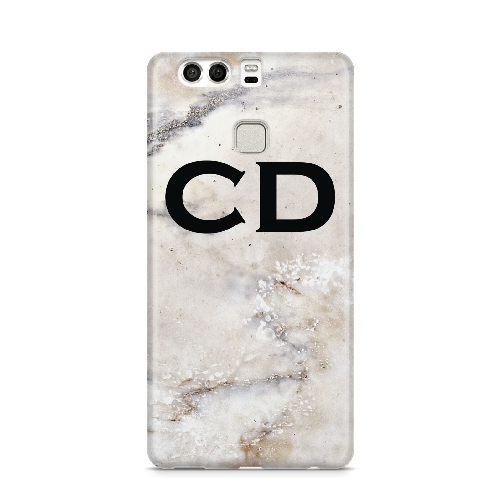 Black Initials Yellow Marble Huawei P9 Case