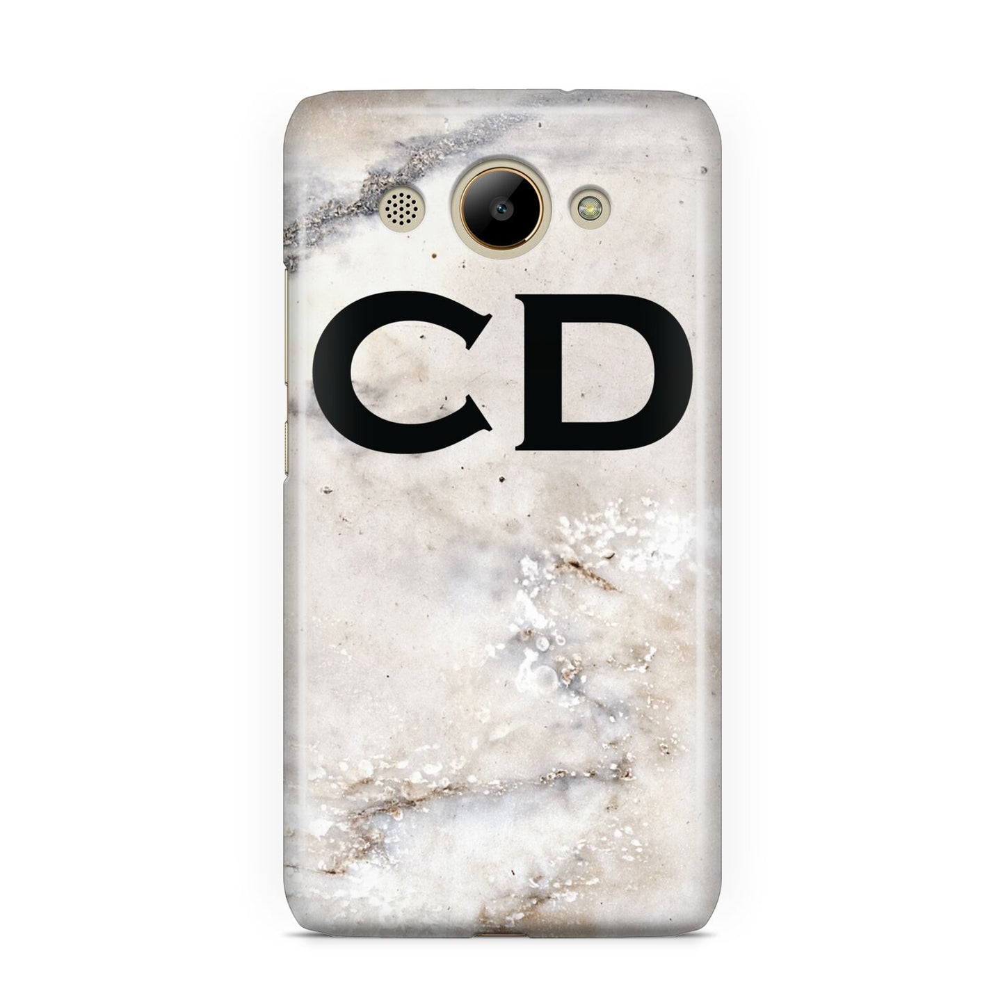 Black Initials Yellow Marble Huawei Y3 2017