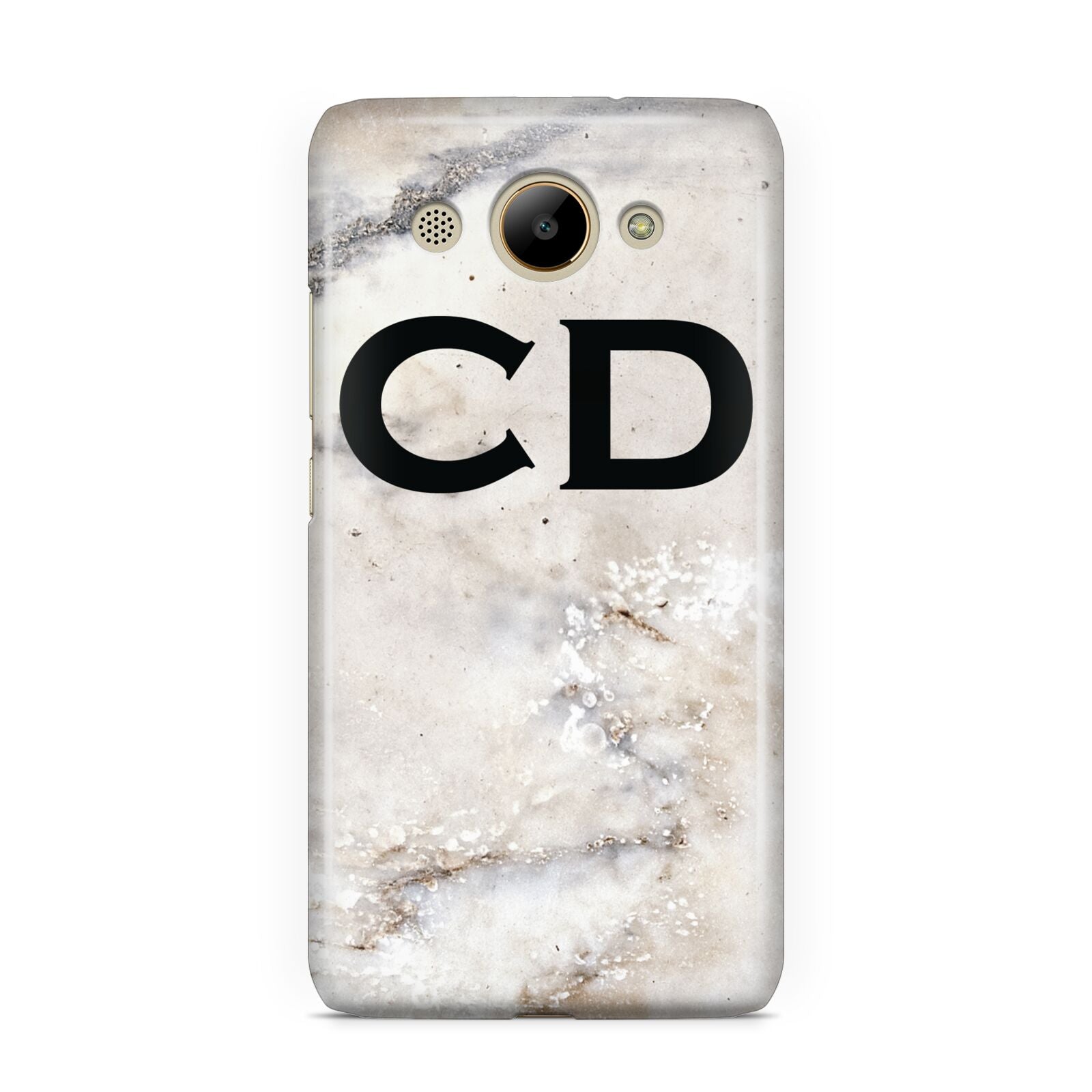 Black Initials Yellow Marble Huawei Y3 2017