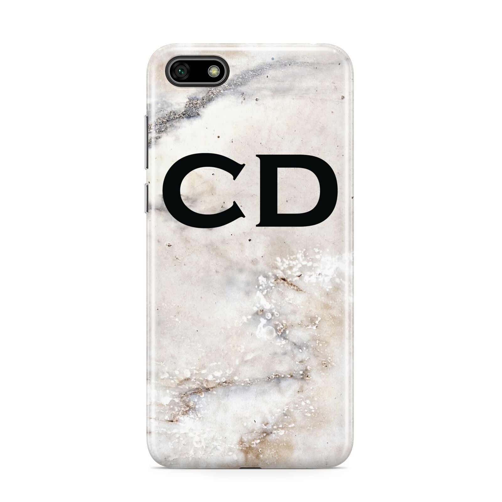 Black Initials Yellow Marble Huawei Y5 Prime 2018 Phone Case
