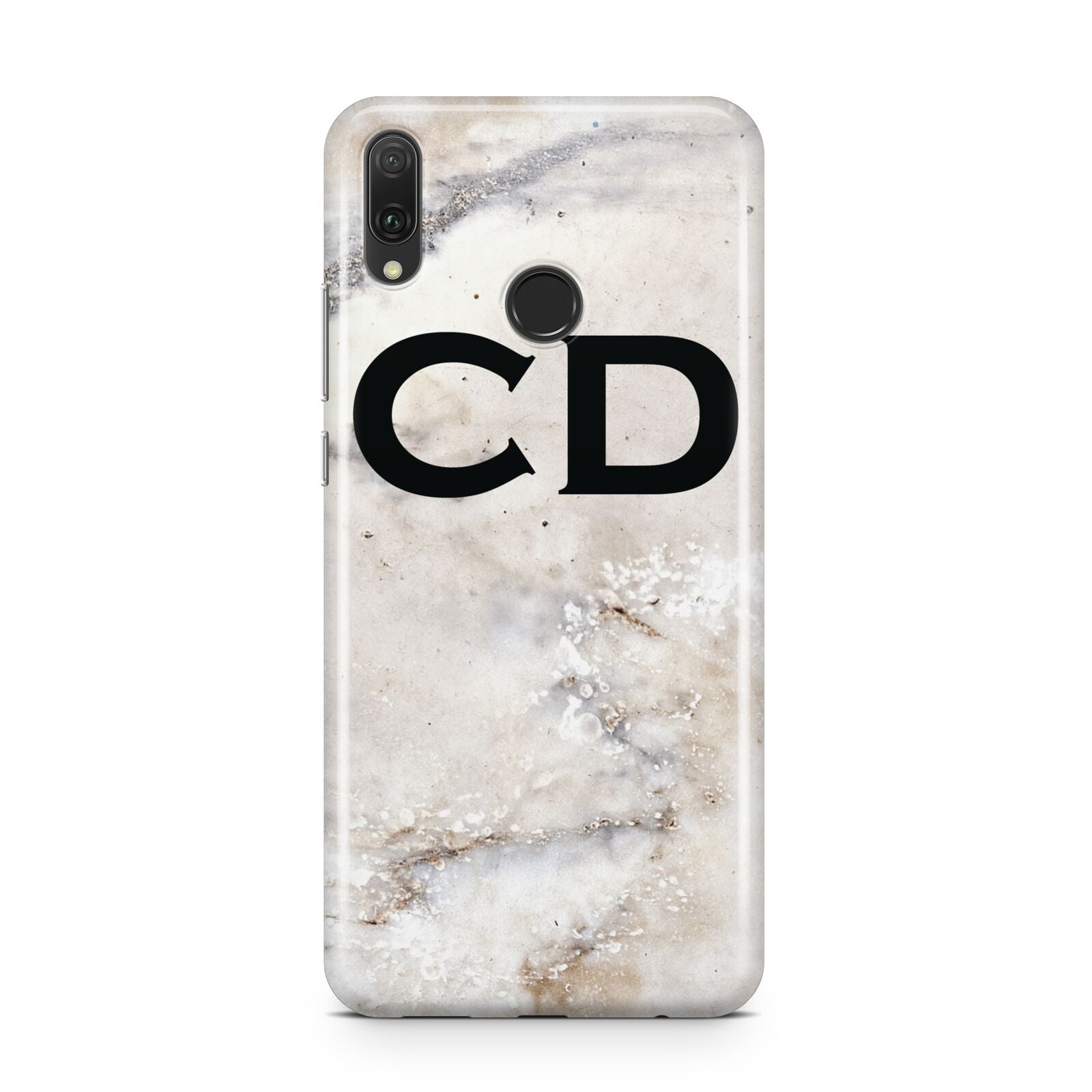 Black Initials Yellow Marble Huawei Y9 2019