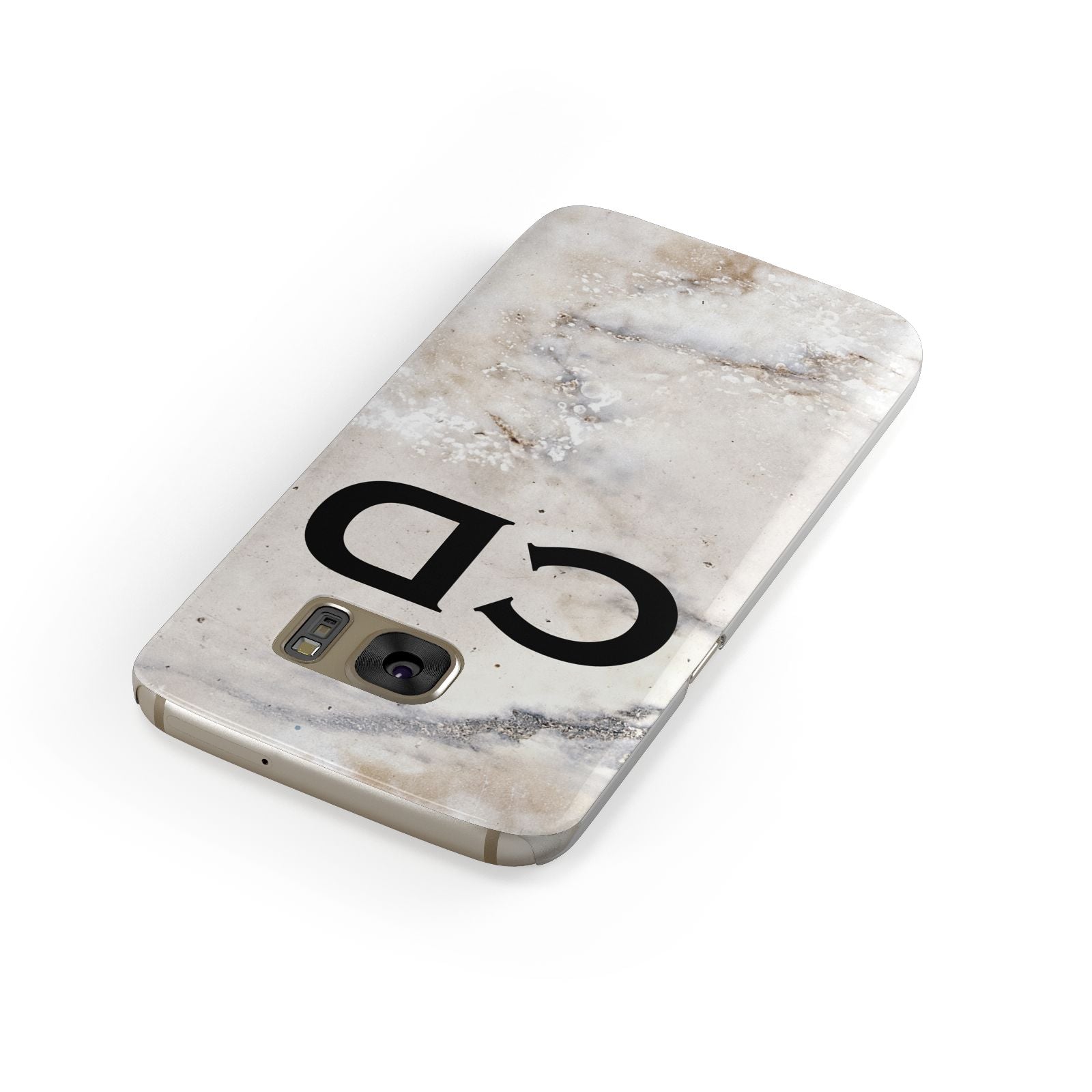 Black Initials Yellow Marble Samsung Galaxy Case Front Close Up