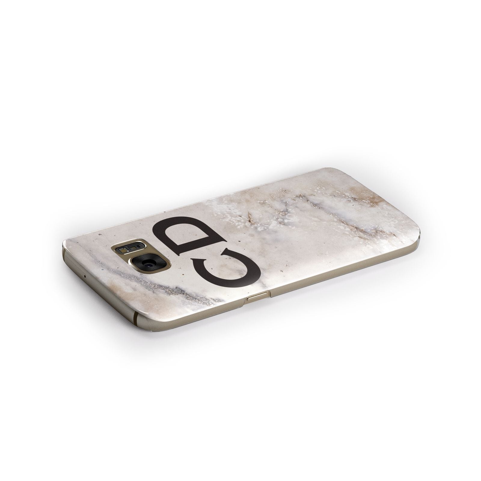 Black Initials Yellow Marble Samsung Galaxy Case Side Close Up