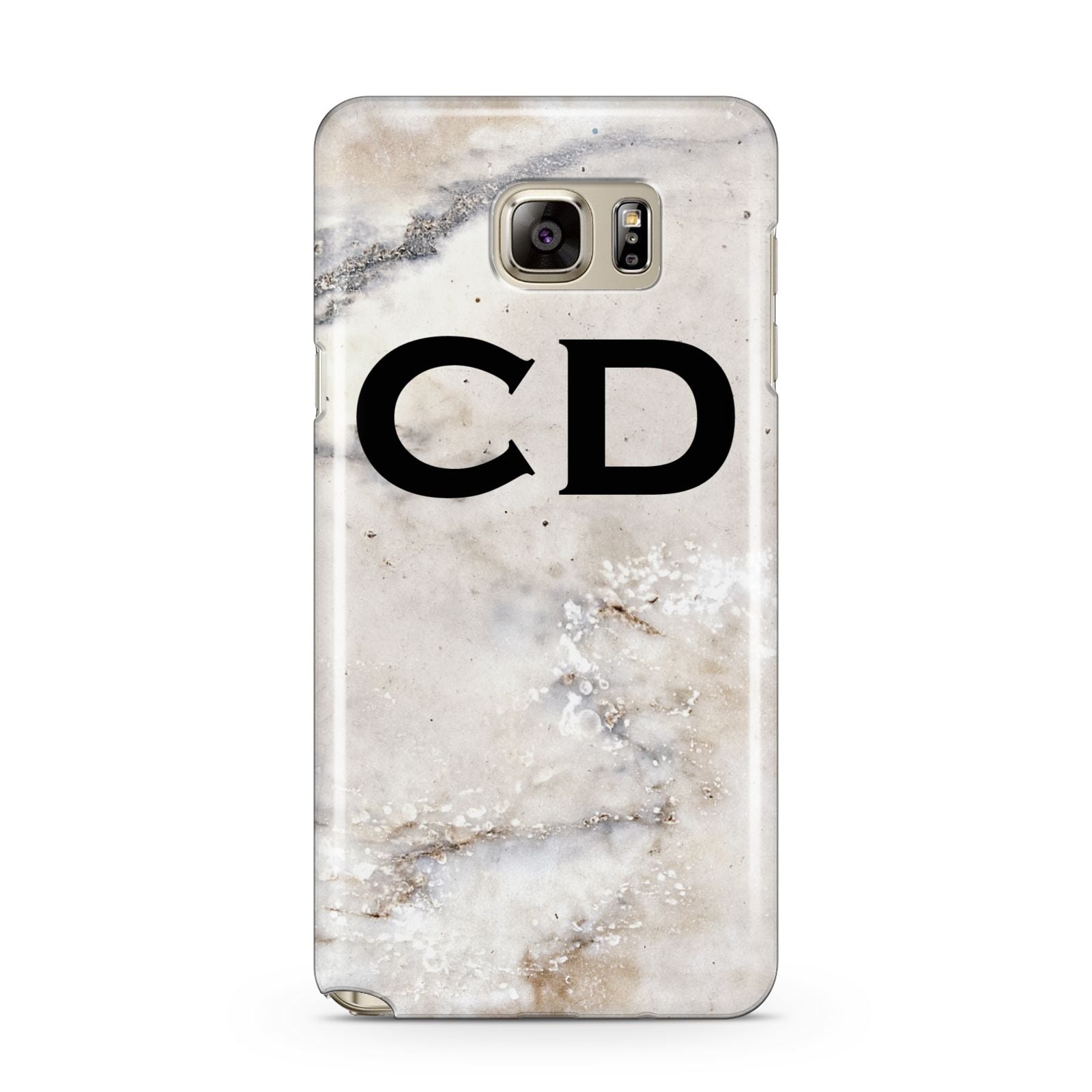 Black Initials Yellow Marble Samsung Galaxy Note 5 Case