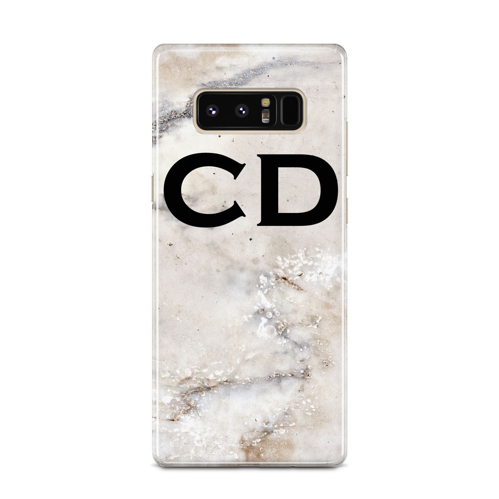 Black Initials Yellow Marble Samsung Galaxy Note 8 Case