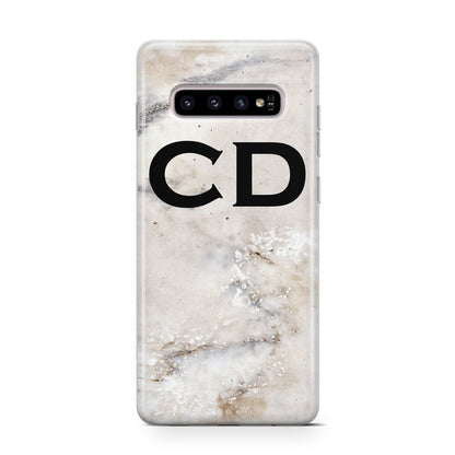 Black Initials Yellow Marble Samsung Galaxy S10 Case