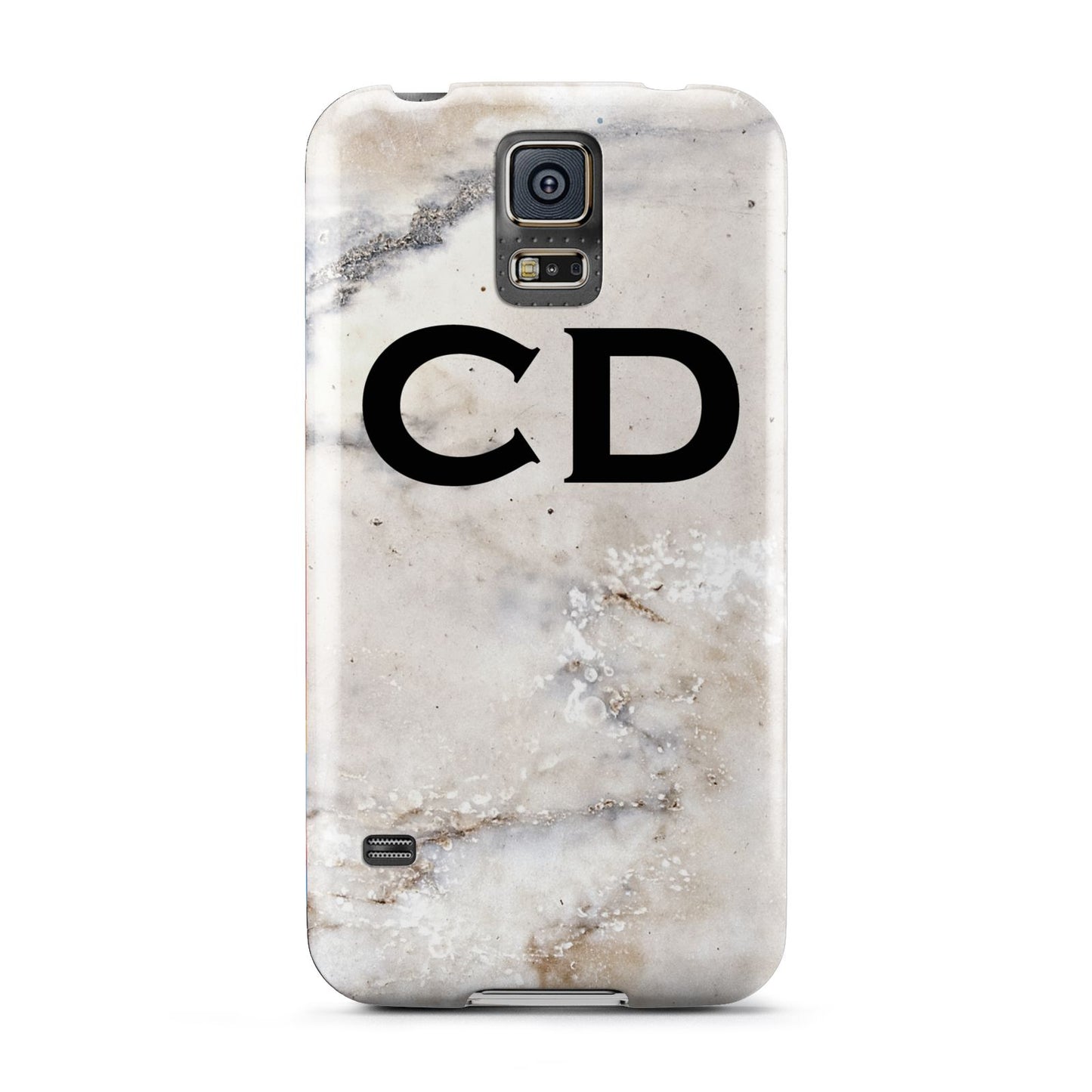 Black Initials Yellow Marble Samsung Galaxy S5 Case