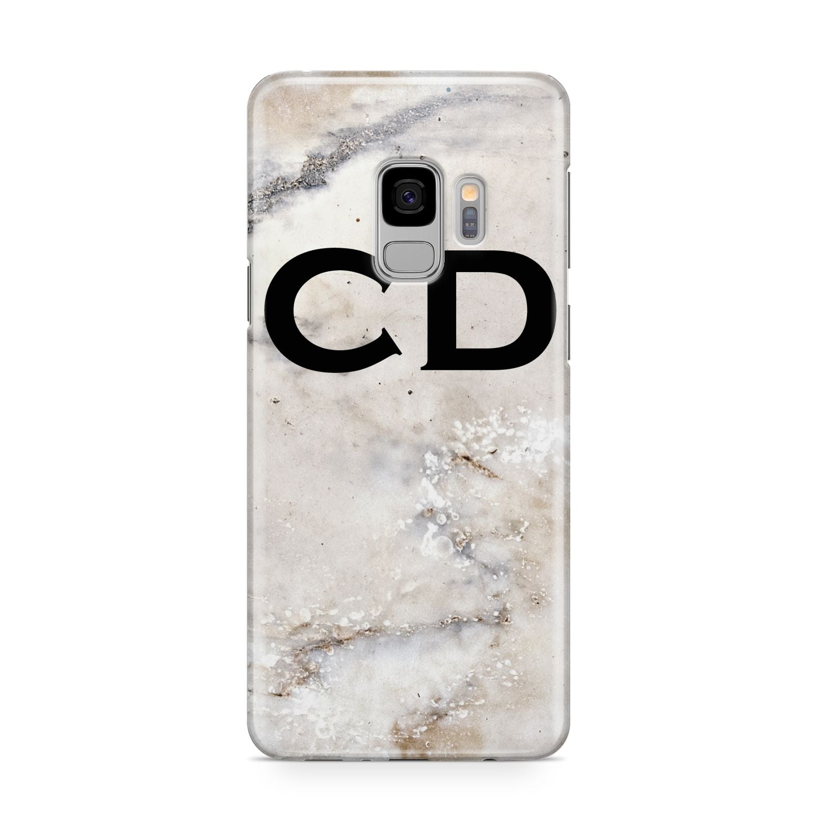 Black Initials Yellow Marble Samsung Galaxy S9 Case