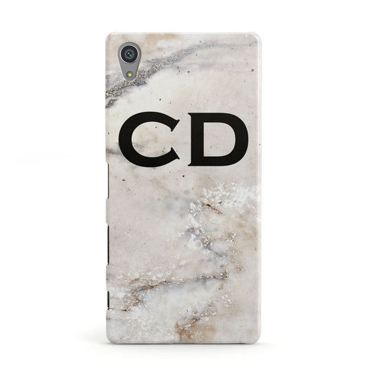 Black Initials Yellow Marble Sony Xperia Case