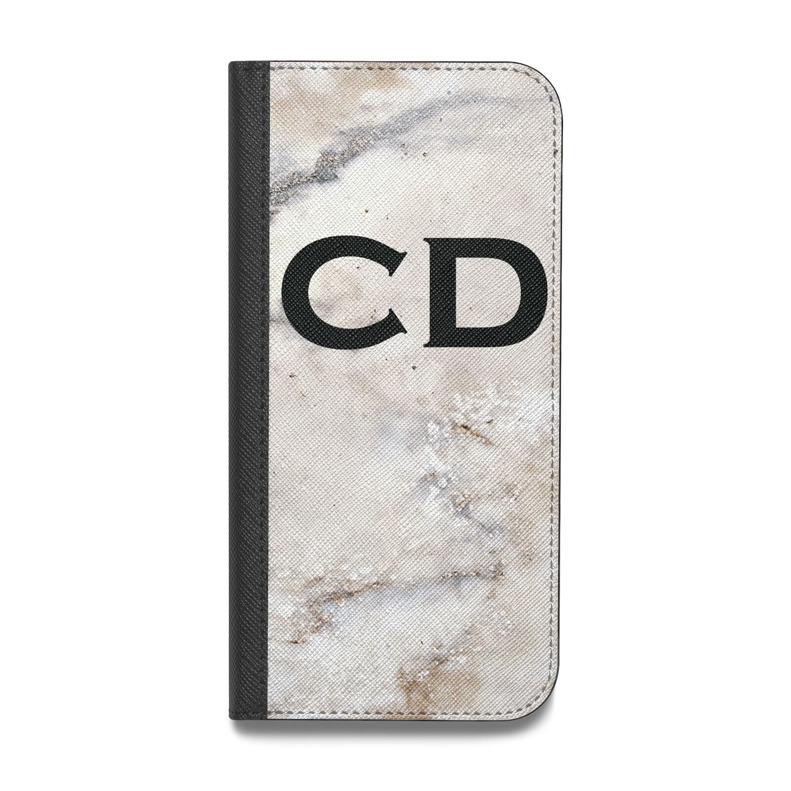 Black Initials Yellow Marble Vegan Leather Flip Samsung Case