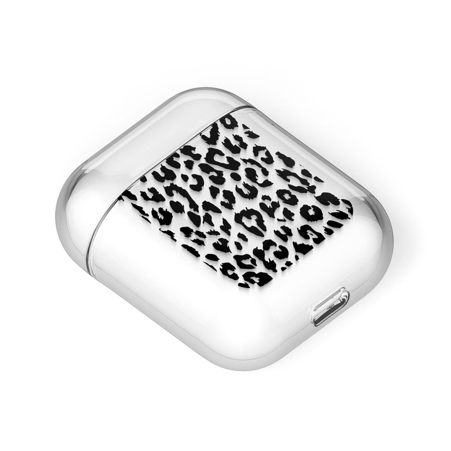 Black Leopard Print AirPods Case Laid Flat