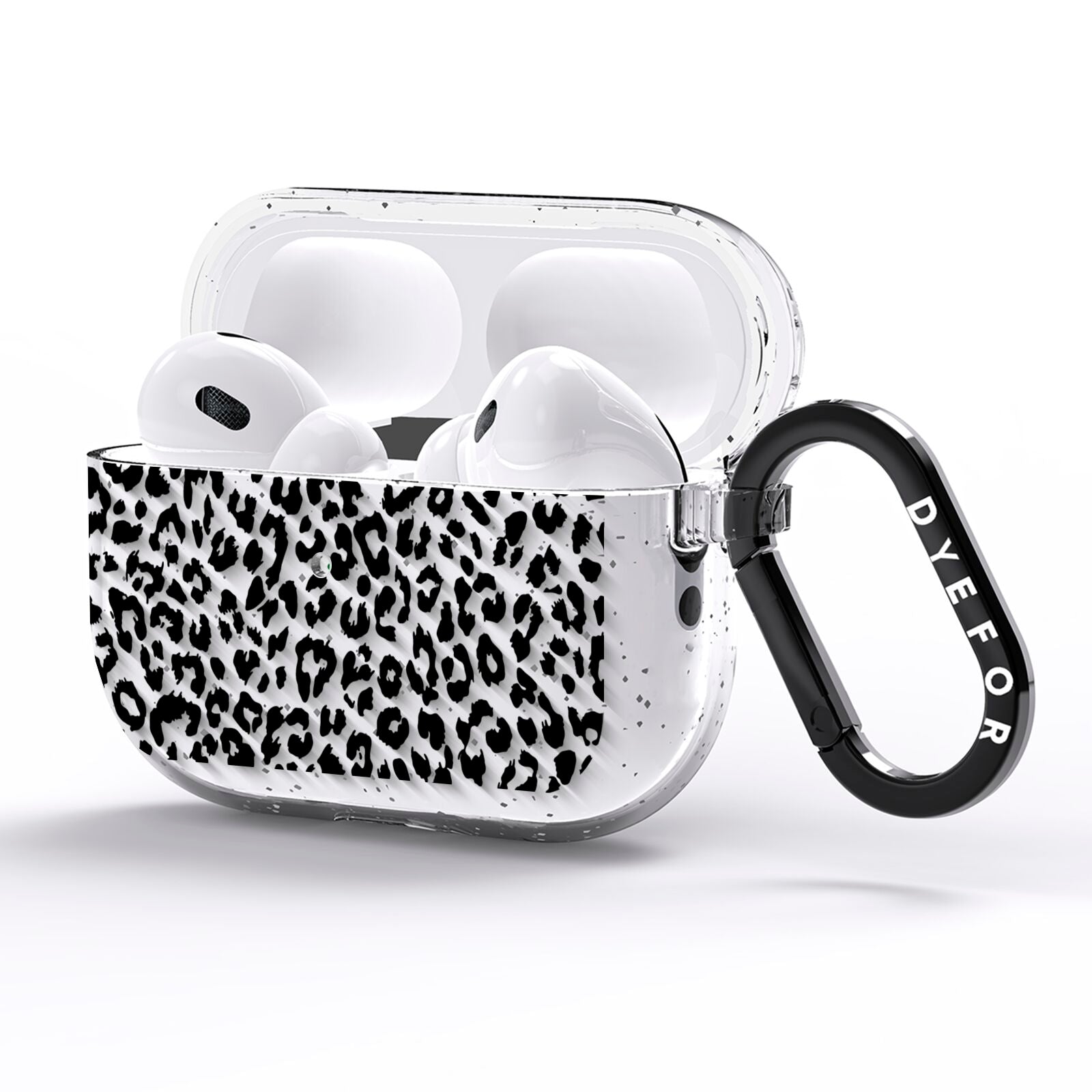 Black Leopard Print AirPods Pro Glitter Case Side Image