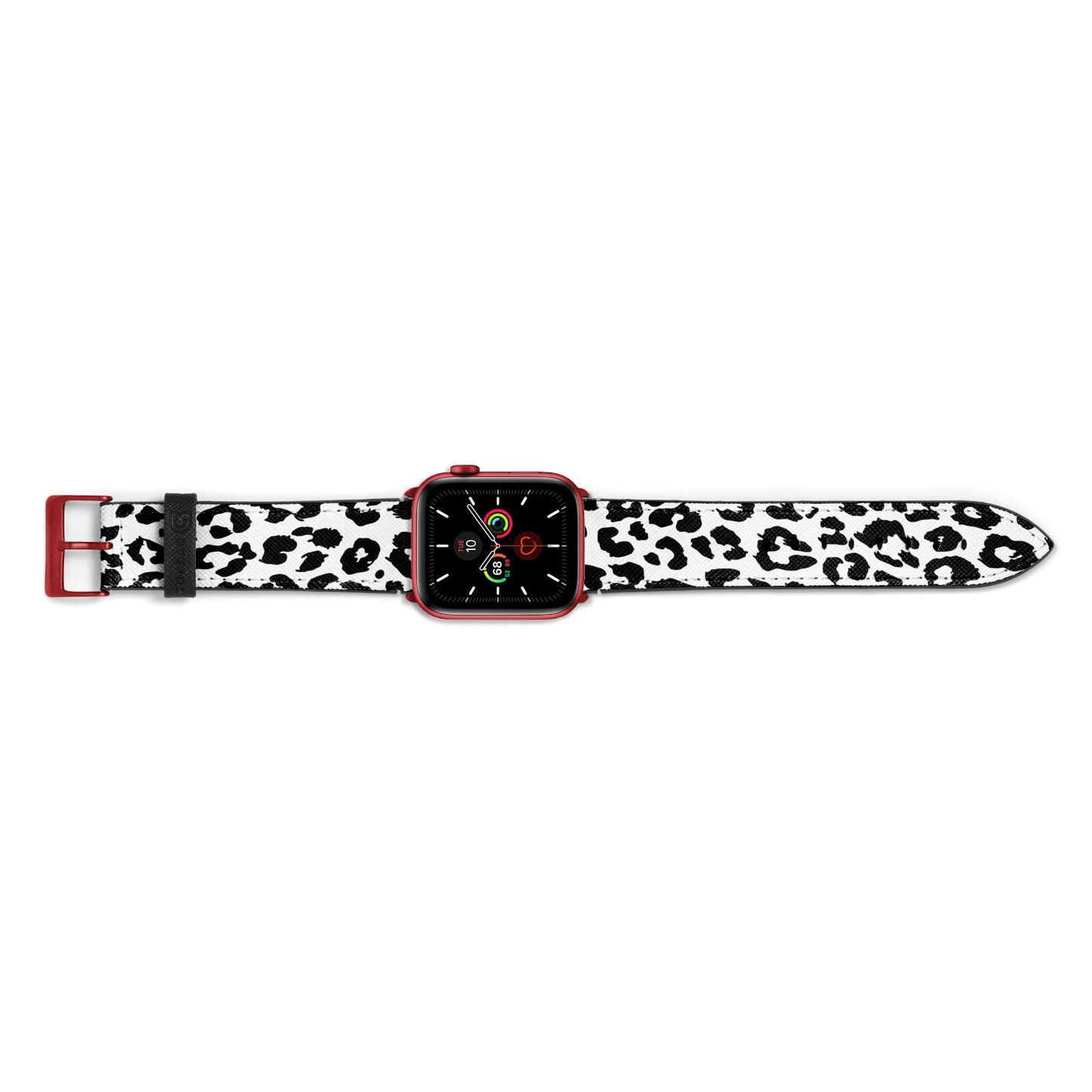 Black Leopard Print Apple Watch Strap Landscape Image Red Hardware