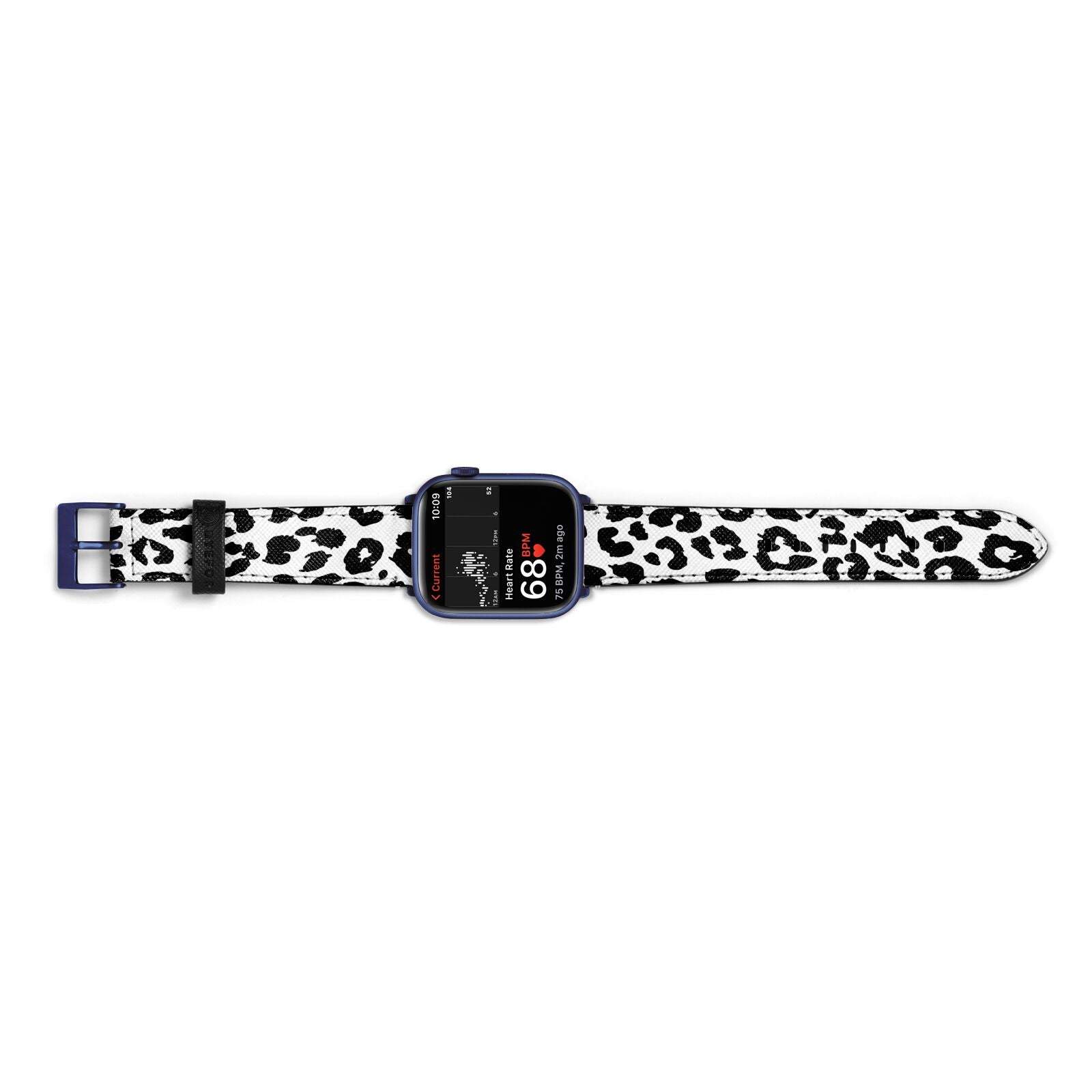 Black Leopard Print Apple Watch Strap Size 38mm Landscape Image Blue Hardware