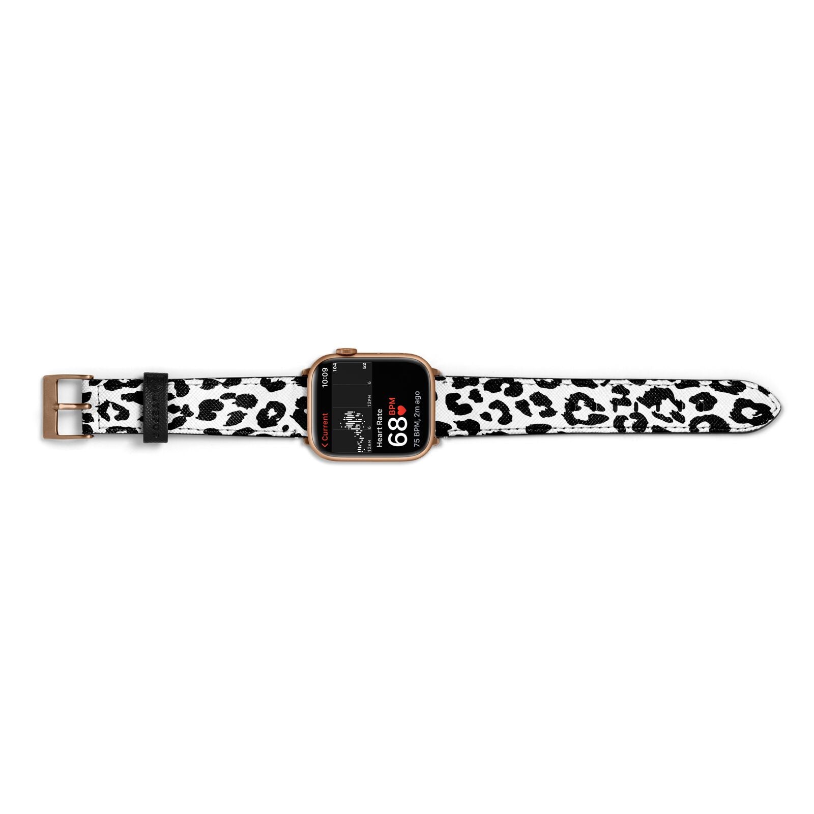 Black Leopard Print Apple Watch Strap Size 38mm Landscape Image Gold Hardware
