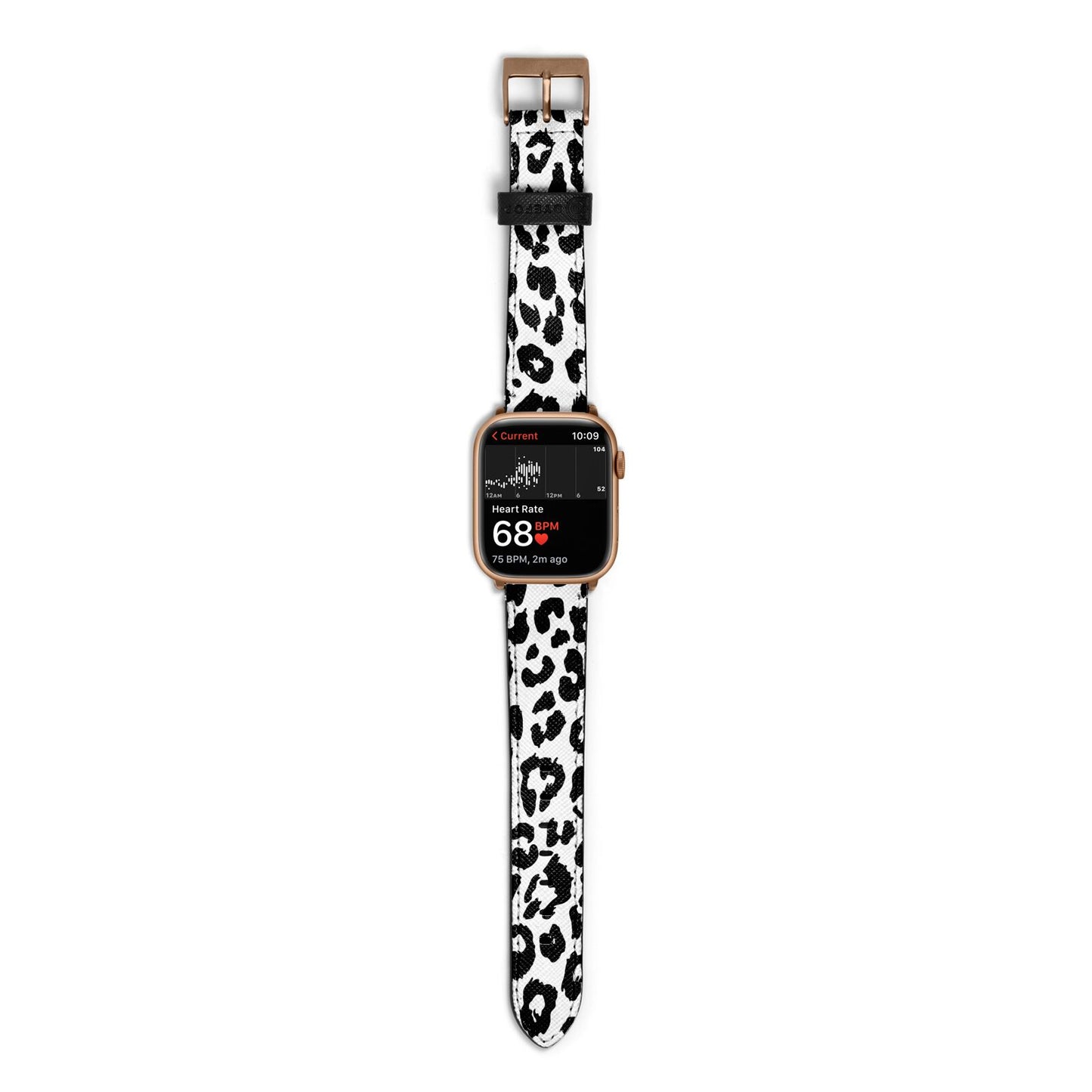 Black Leopard Print Apple Watch Strap Size 38mm with Gold Hardware