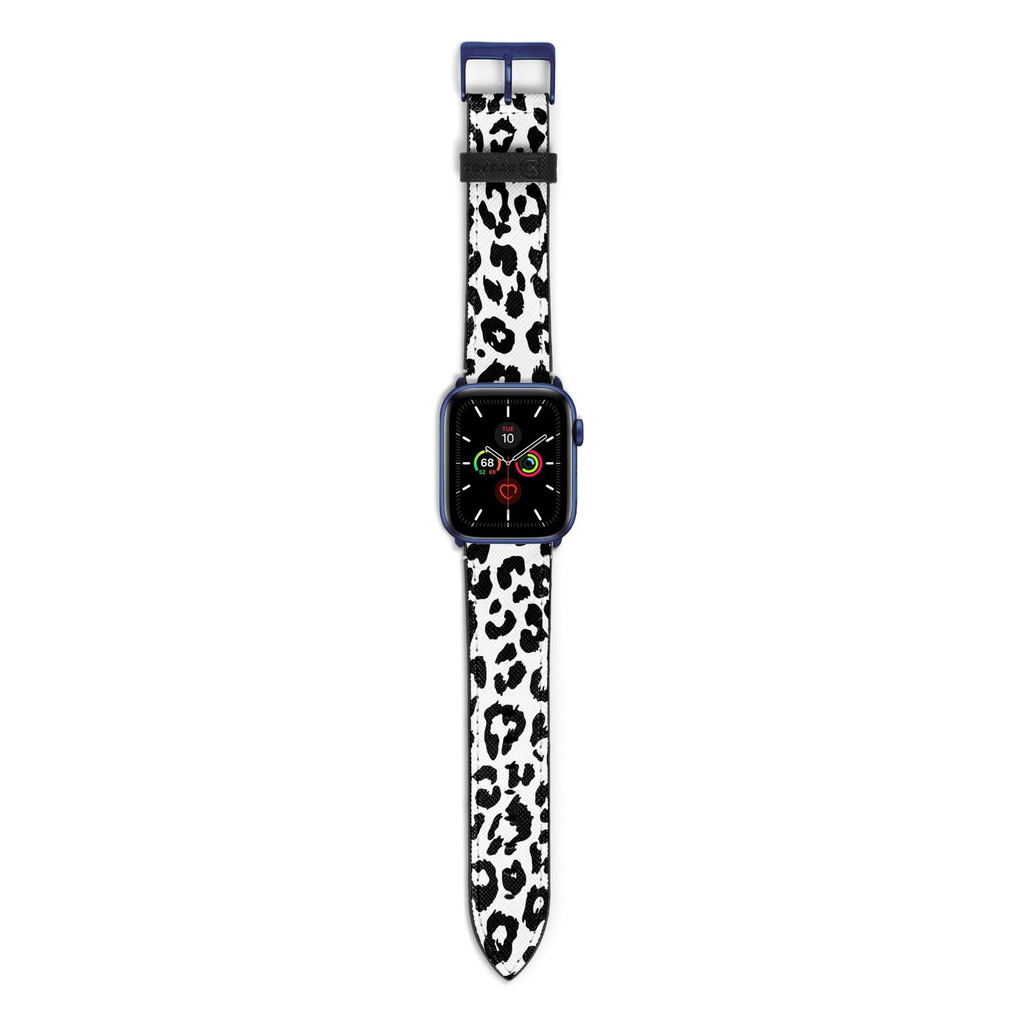 Black Leopard Print Apple Watch Strap with Blue Hardware