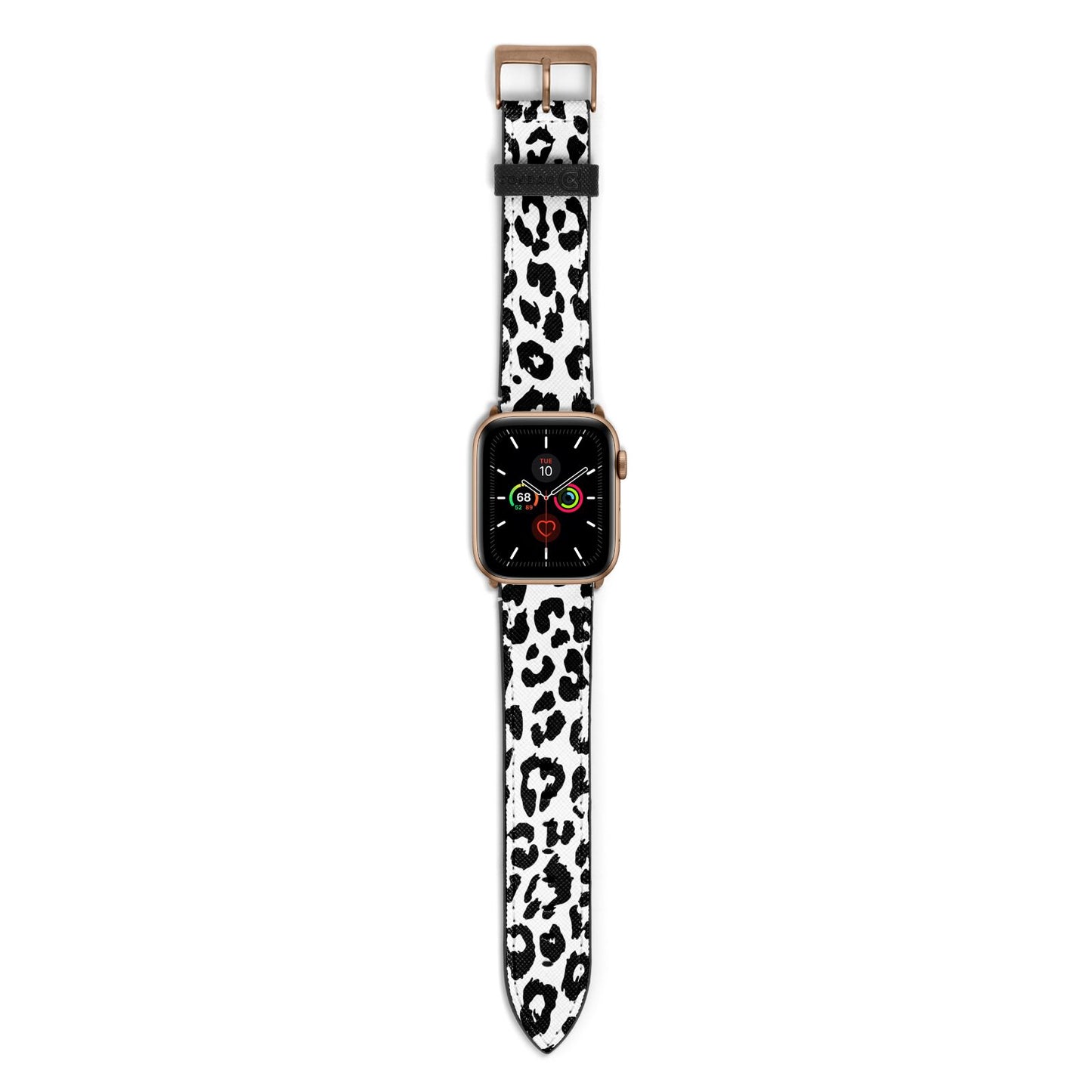 Black Leopard Print Apple Watch Strap with Gold Hardware