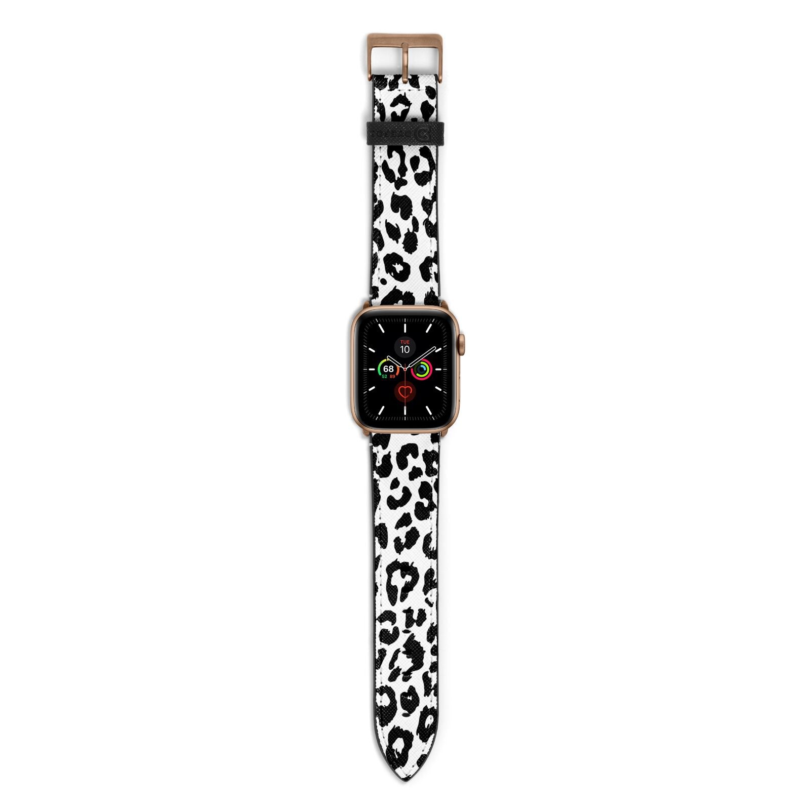 Black Leopard Print Apple Watch Strap with Gold Hardware