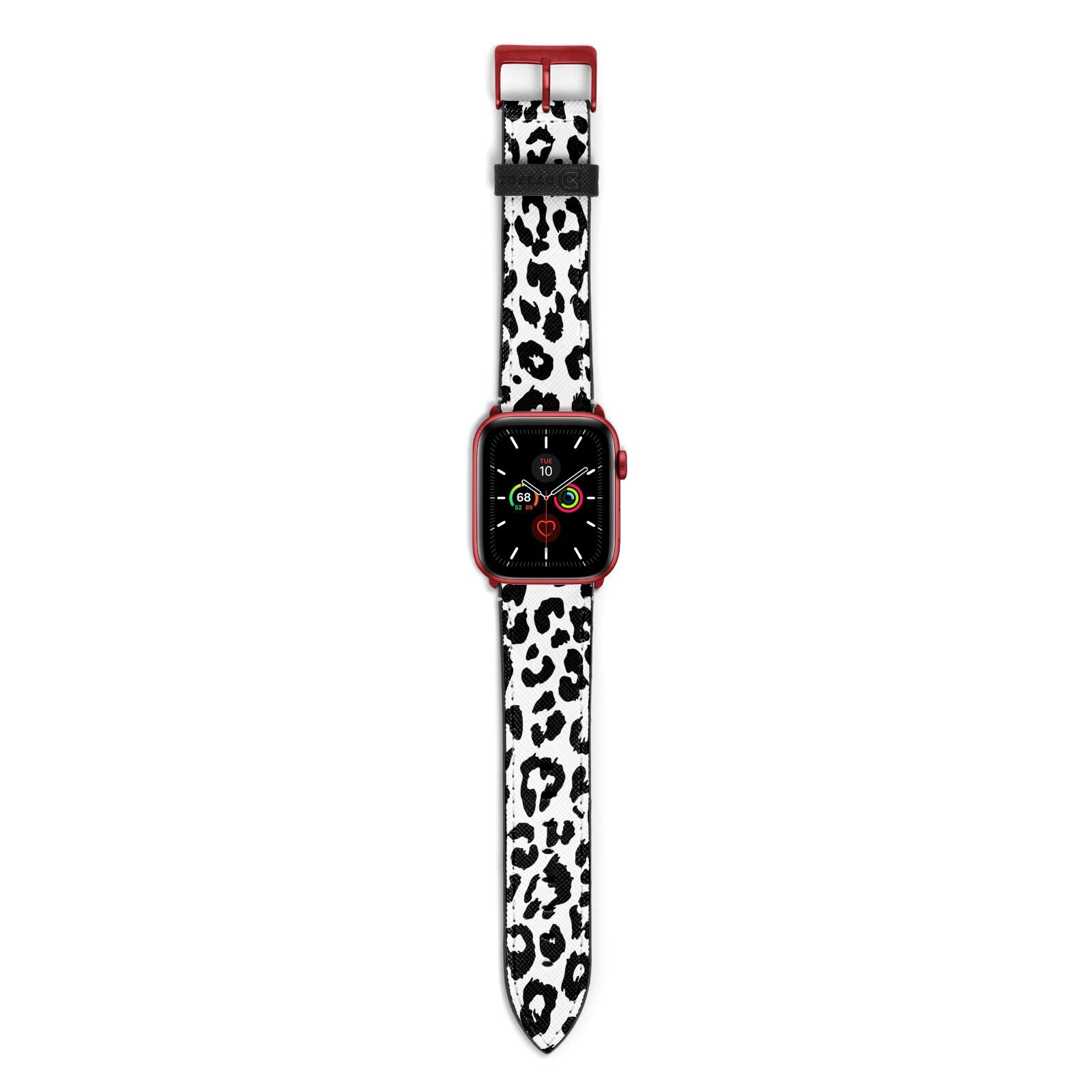 Black Leopard Print Apple Watch Strap with Red Hardware
