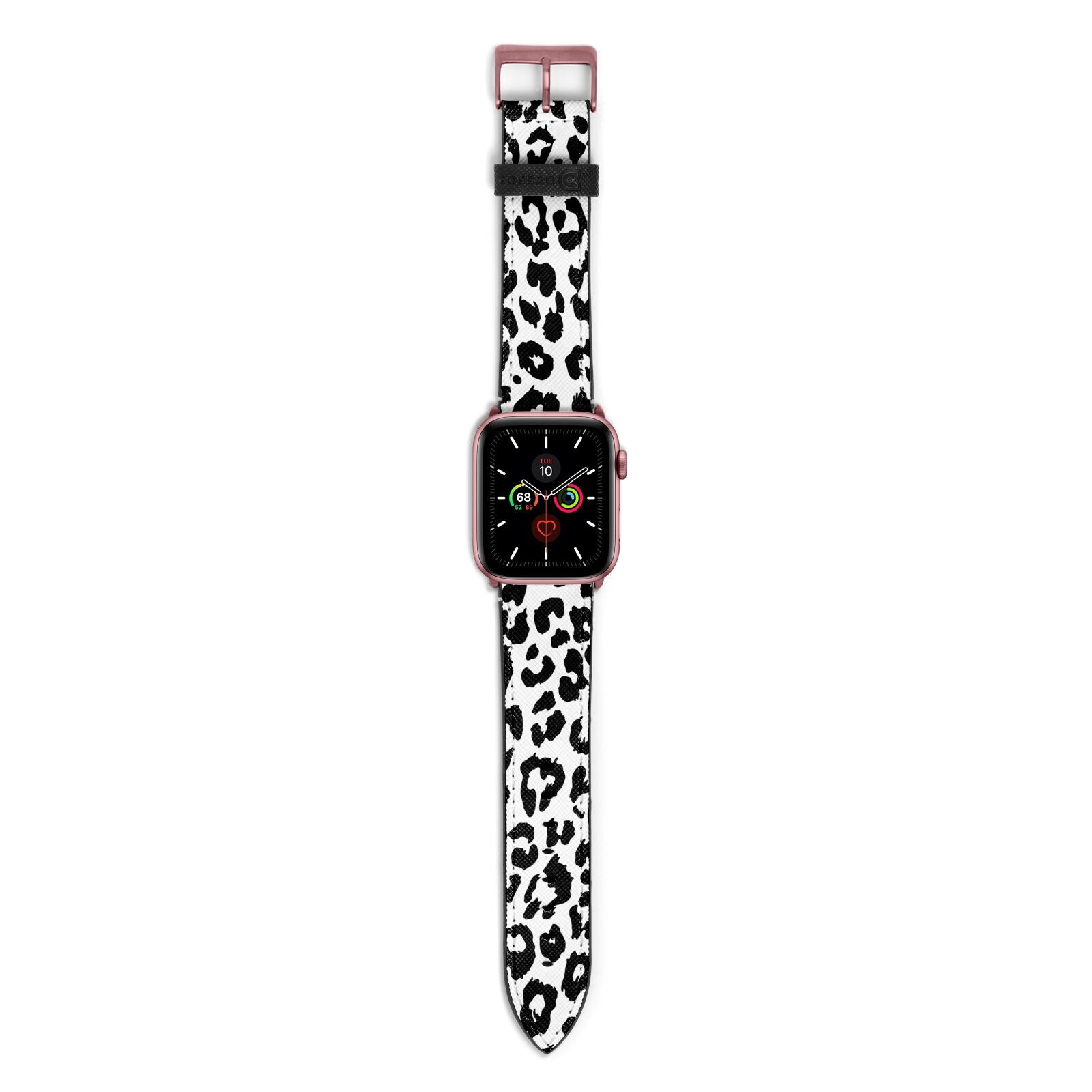 Black Leopard Print Apple Watch Strap with Rose Gold Hardware