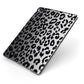 Black Leopard Print Apple iPad Case on Grey iPad Side View