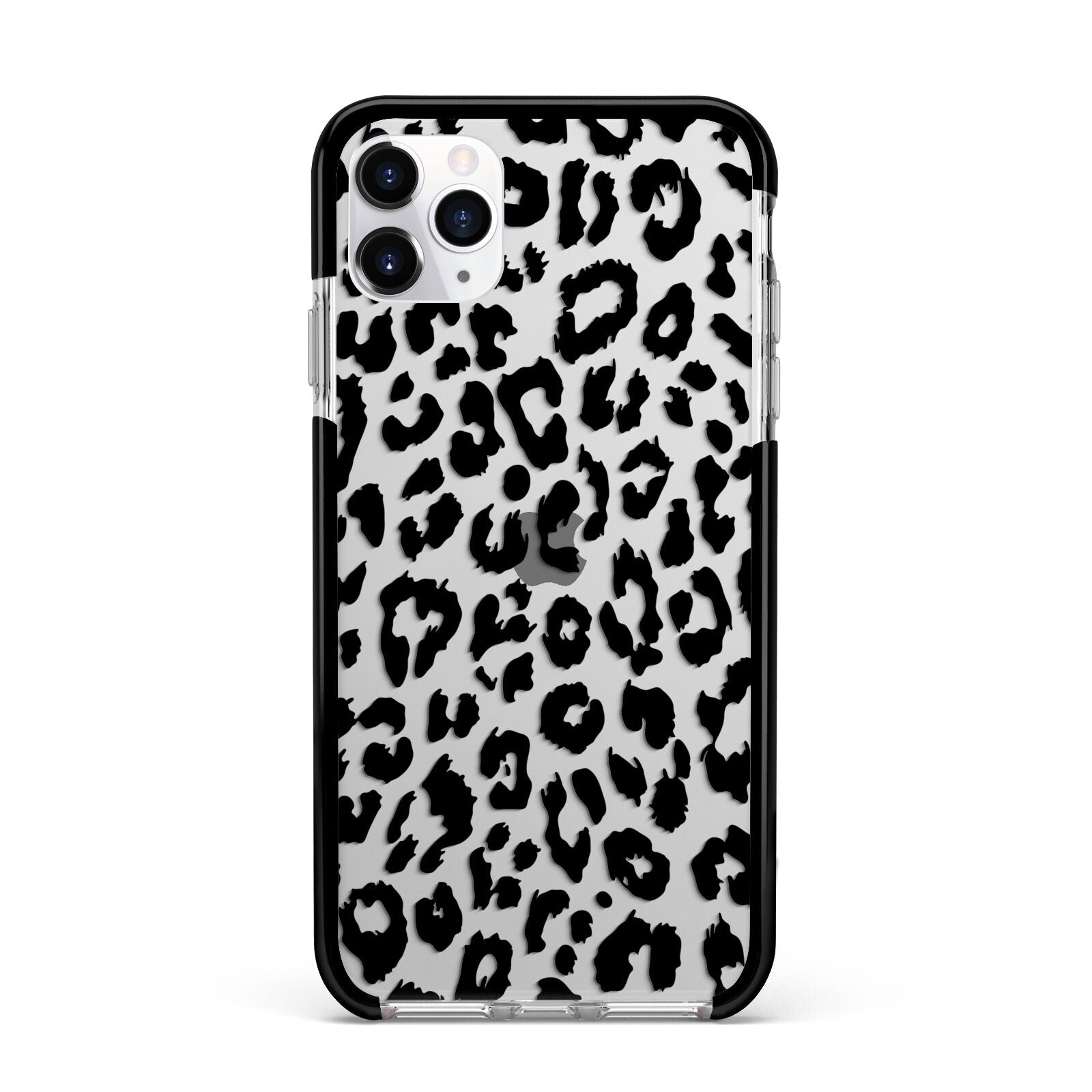 Black Leopard Print Apple iPhone 11 Pro Max in Silver with Black Impact Case