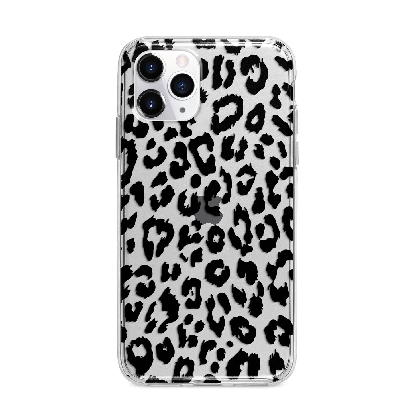 Black Leopard Print Apple iPhone 11 Pro Max in Silver with Bumper Case