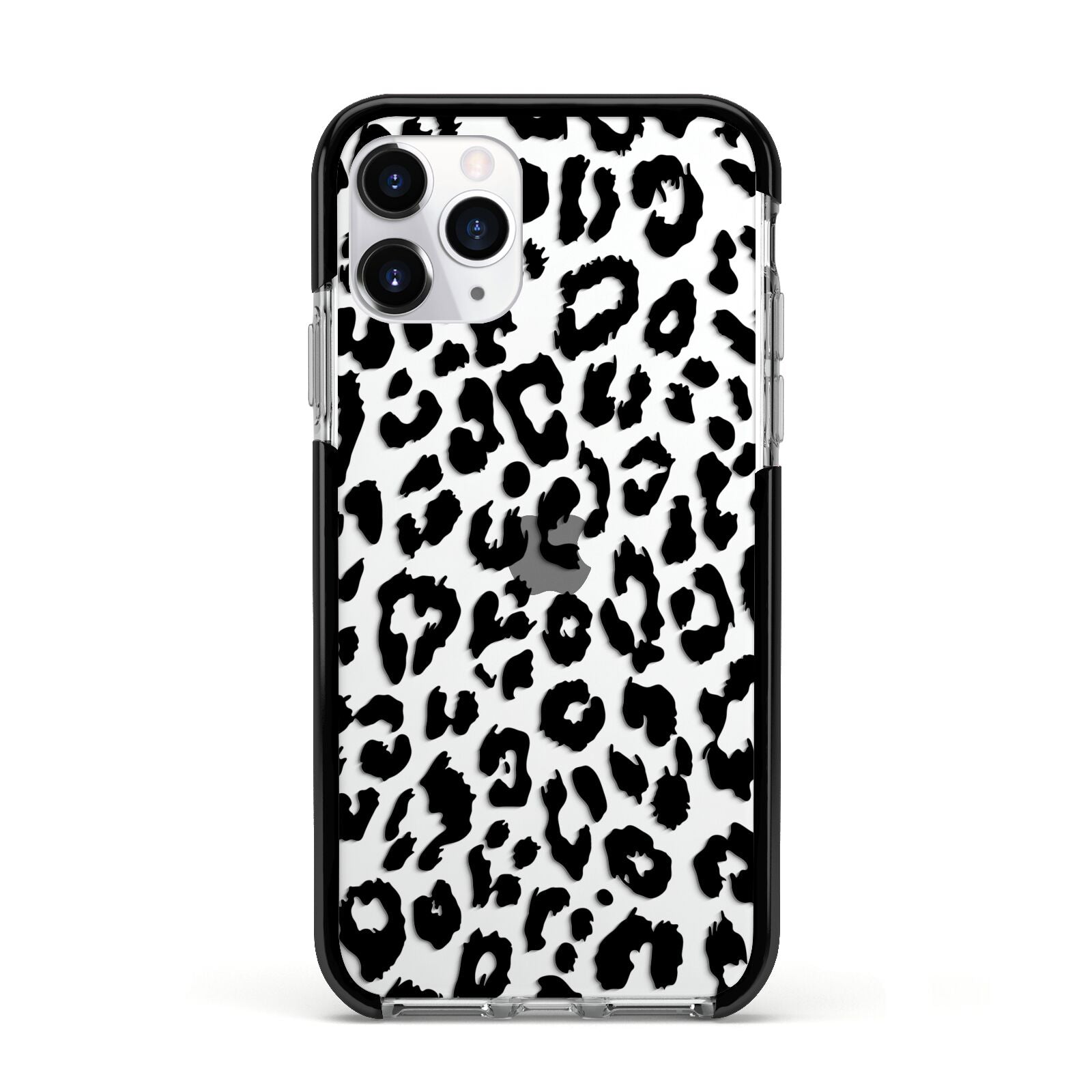 Black Leopard Print Apple iPhone 11 Pro in Silver with Black Impact Case