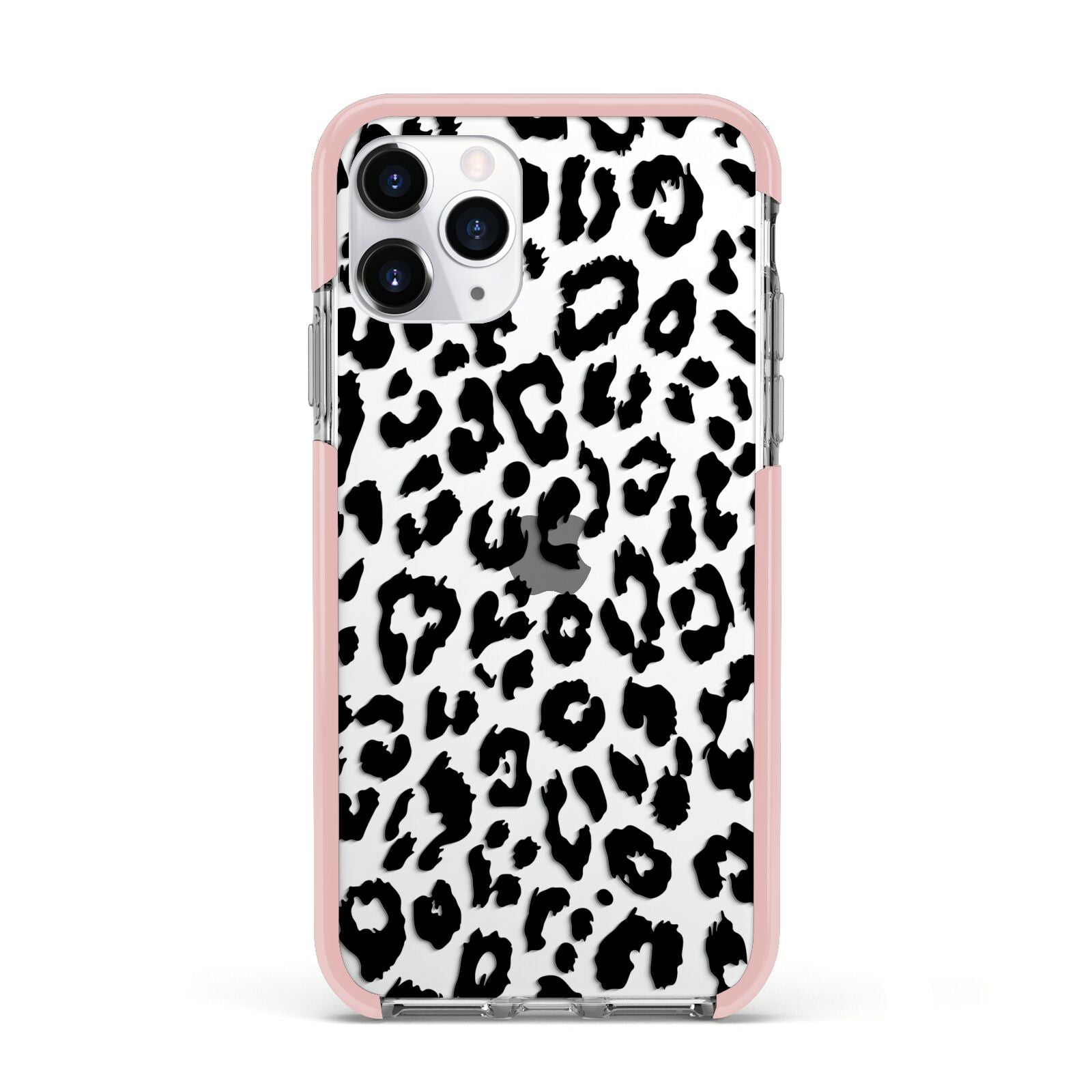 Black Leopard Print Apple iPhone 11 Pro in Silver with Pink Impact Case