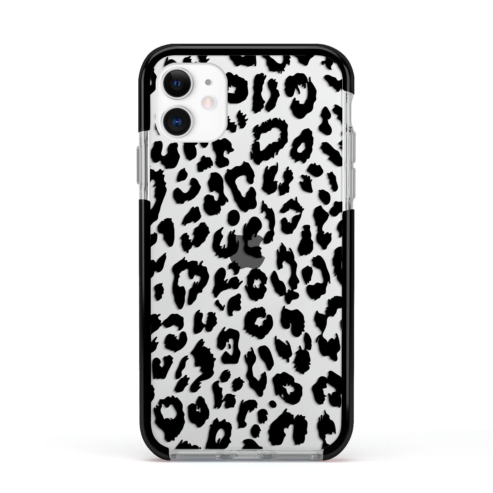 Black Leopard Print Apple iPhone 11 in White with Black Impact Case