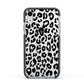 Black Leopard Print Apple iPhone XR Impact Case Black Edge on Silver Phone