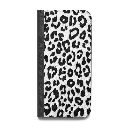 Black Leopard Print Vegan Leather Flip iPhone Case