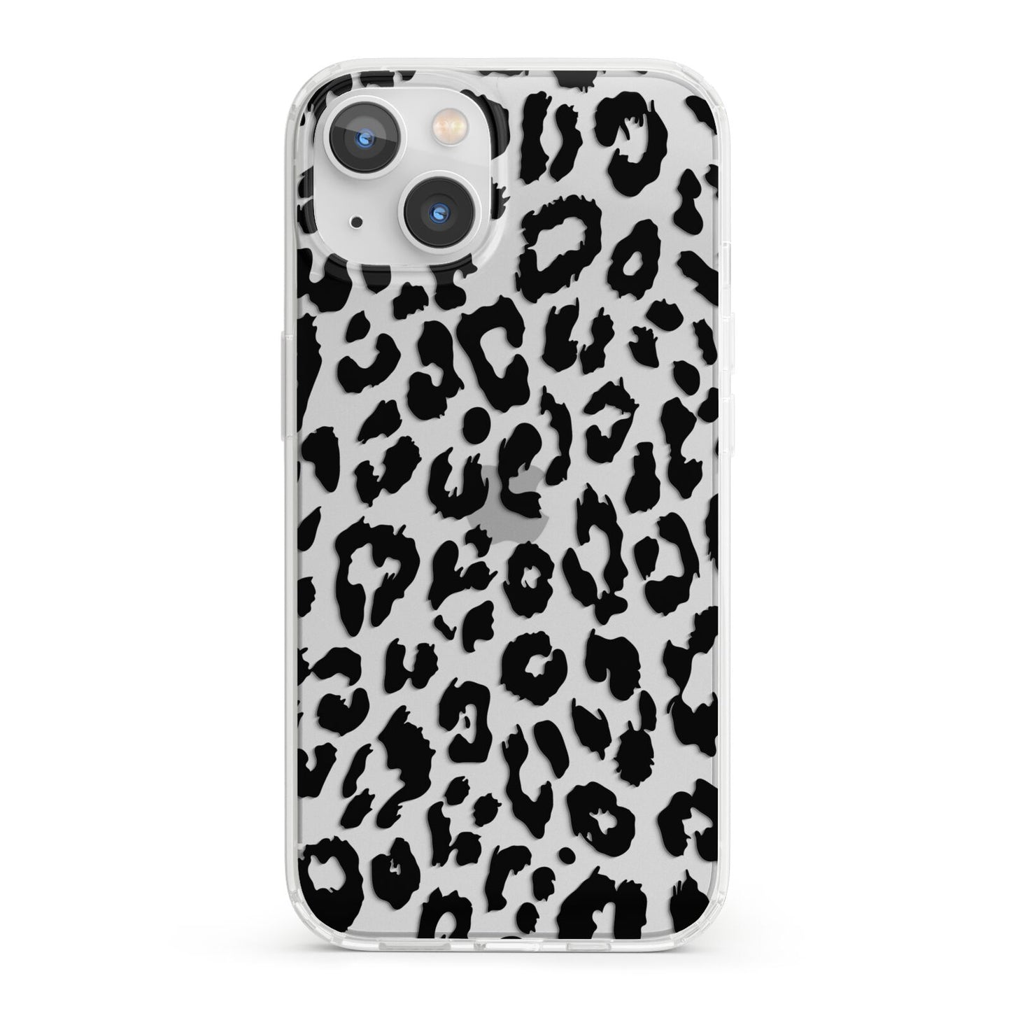 Black Leopard Print iPhone 13 Clear Bumper Case