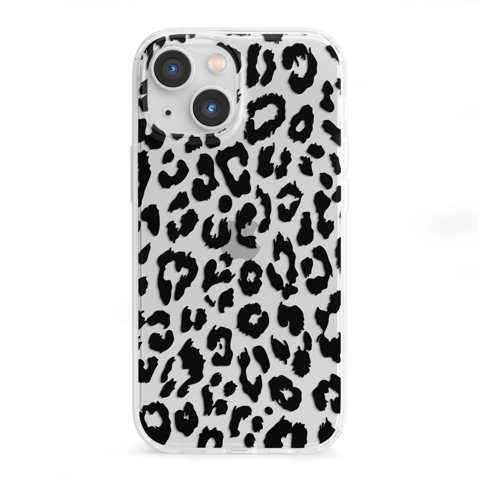 Black Leopard Print iPhone 13 Mini Clear Bumper Case