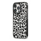 Black Leopard Print iPhone 13 Pro Black Impact Case Side Angle on Silver phone
