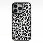 Black Leopard Print iPhone 13 Pro Black Impact Case on Silver phone