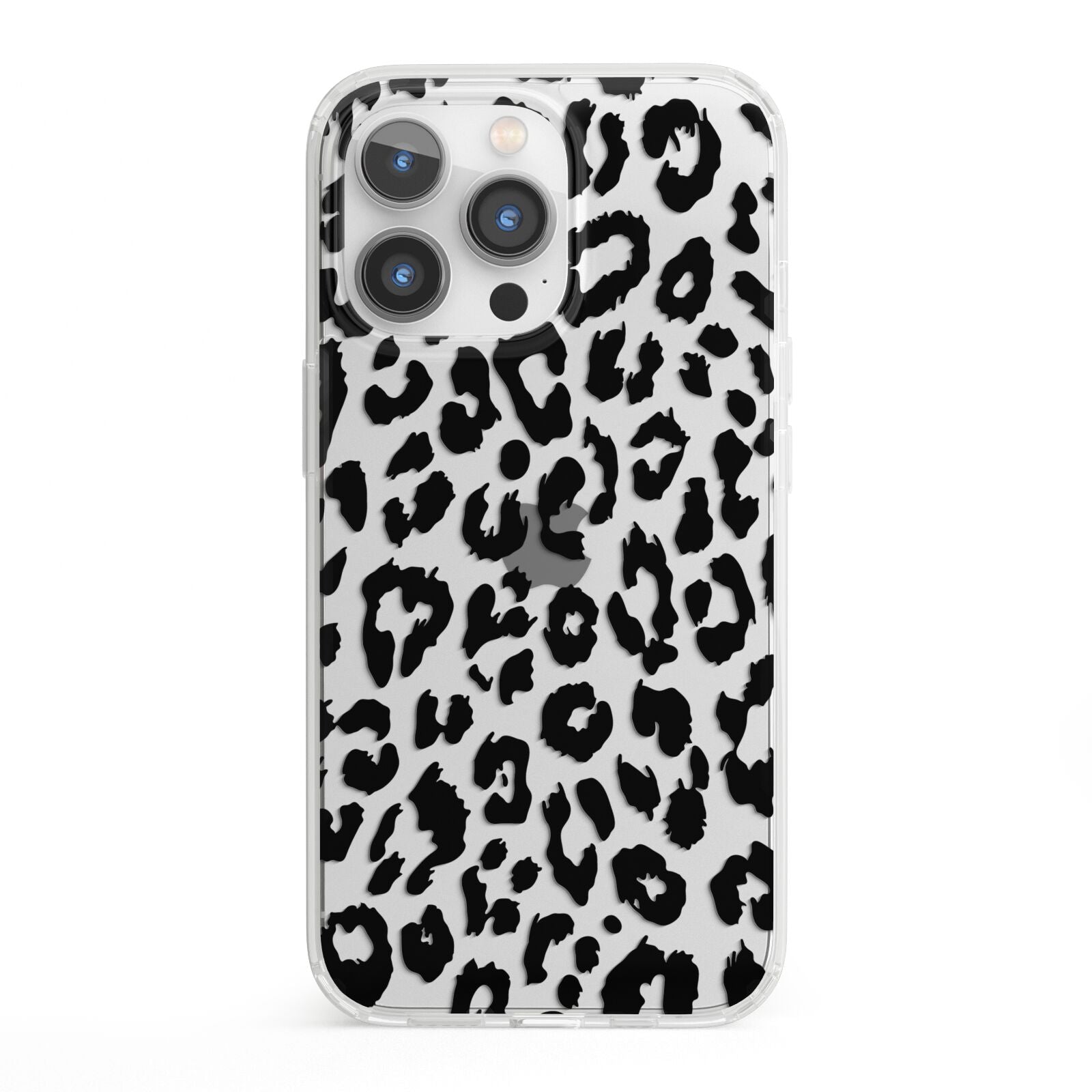 Black Leopard Print iPhone 13 Pro Clear Bumper Case