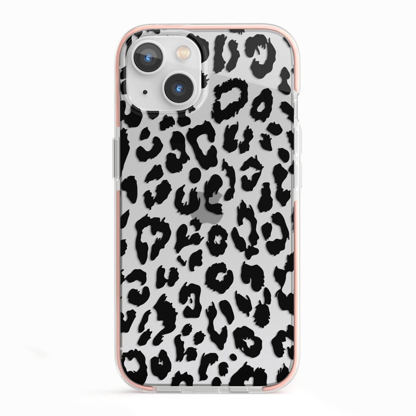 Black Leopard Print iPhone 13 TPU Impact Case with Pink Edges