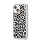Black Leopard Print iPhone 14 Clear Tough Case Starlight Angled Image